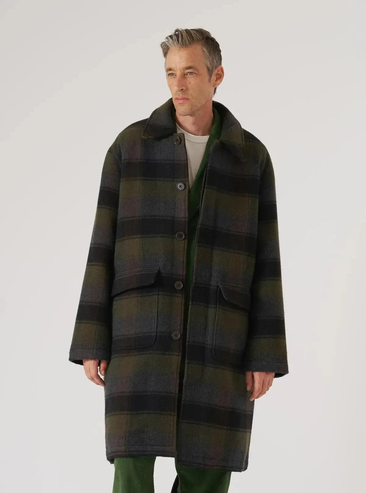 Universal Works Account Coat Berlin Wool Check - Black/Brown – W2