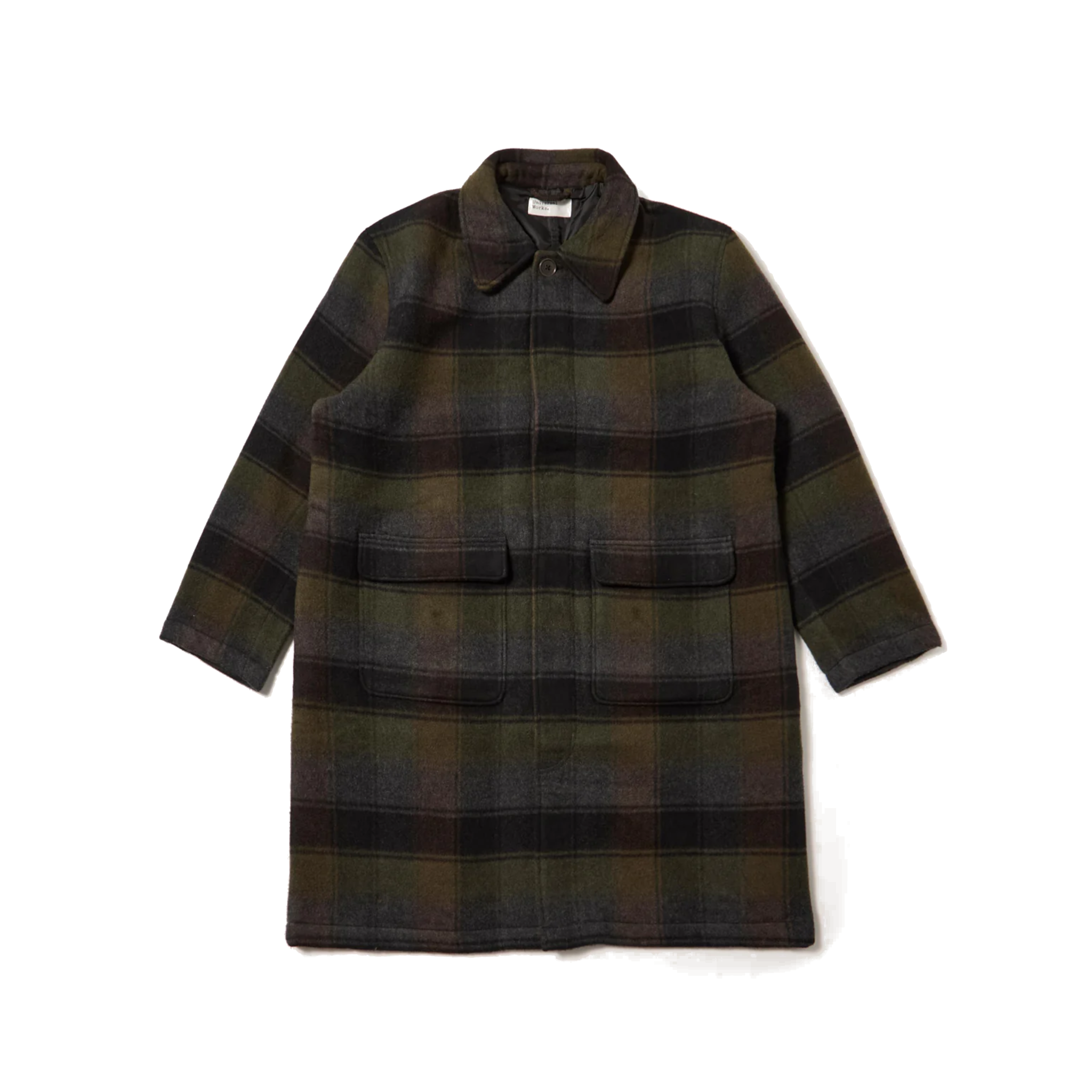Universal Works Account Coat Berlin Wool Check - Black/Brown – W2