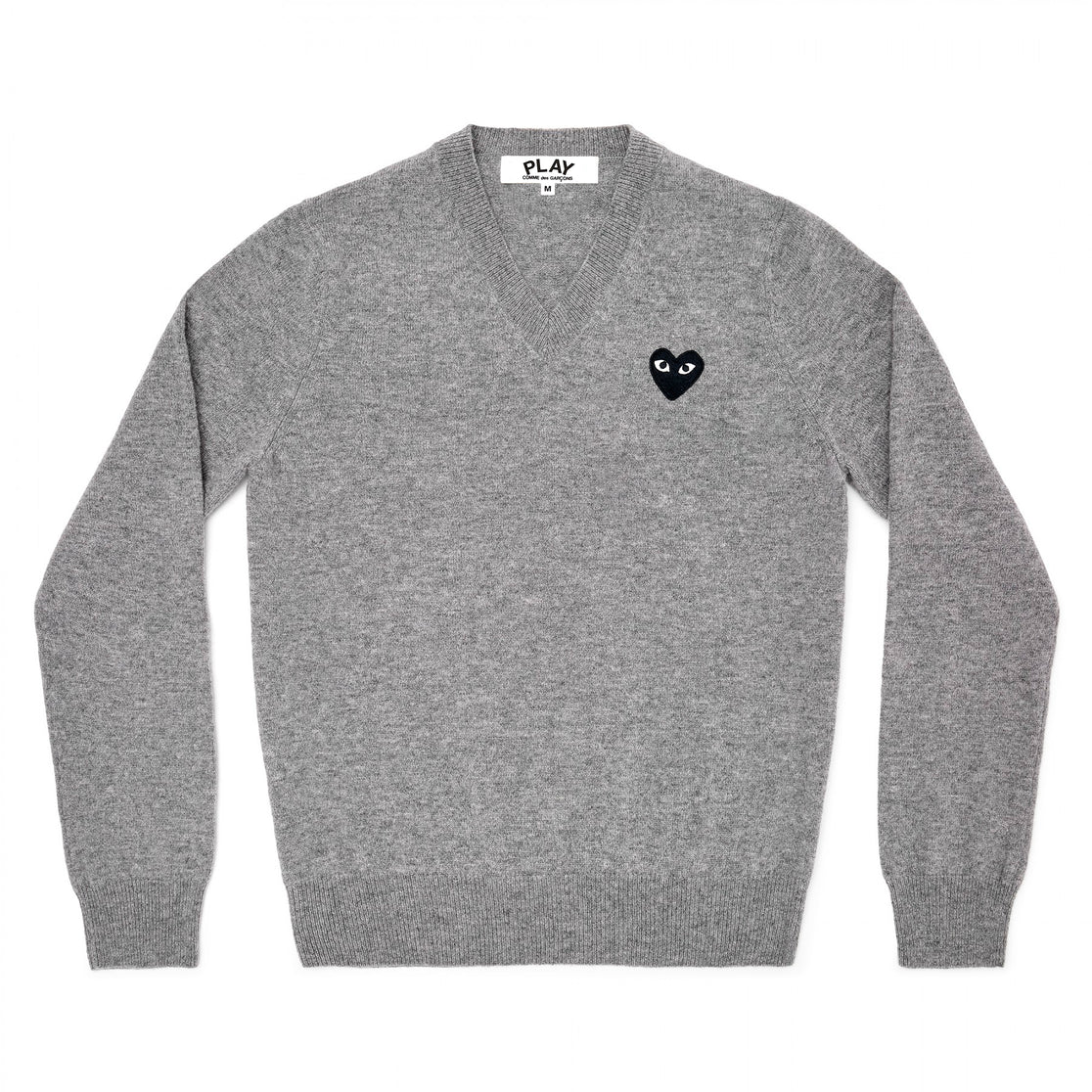 Black Heart V-Neck Knit Light Grey1