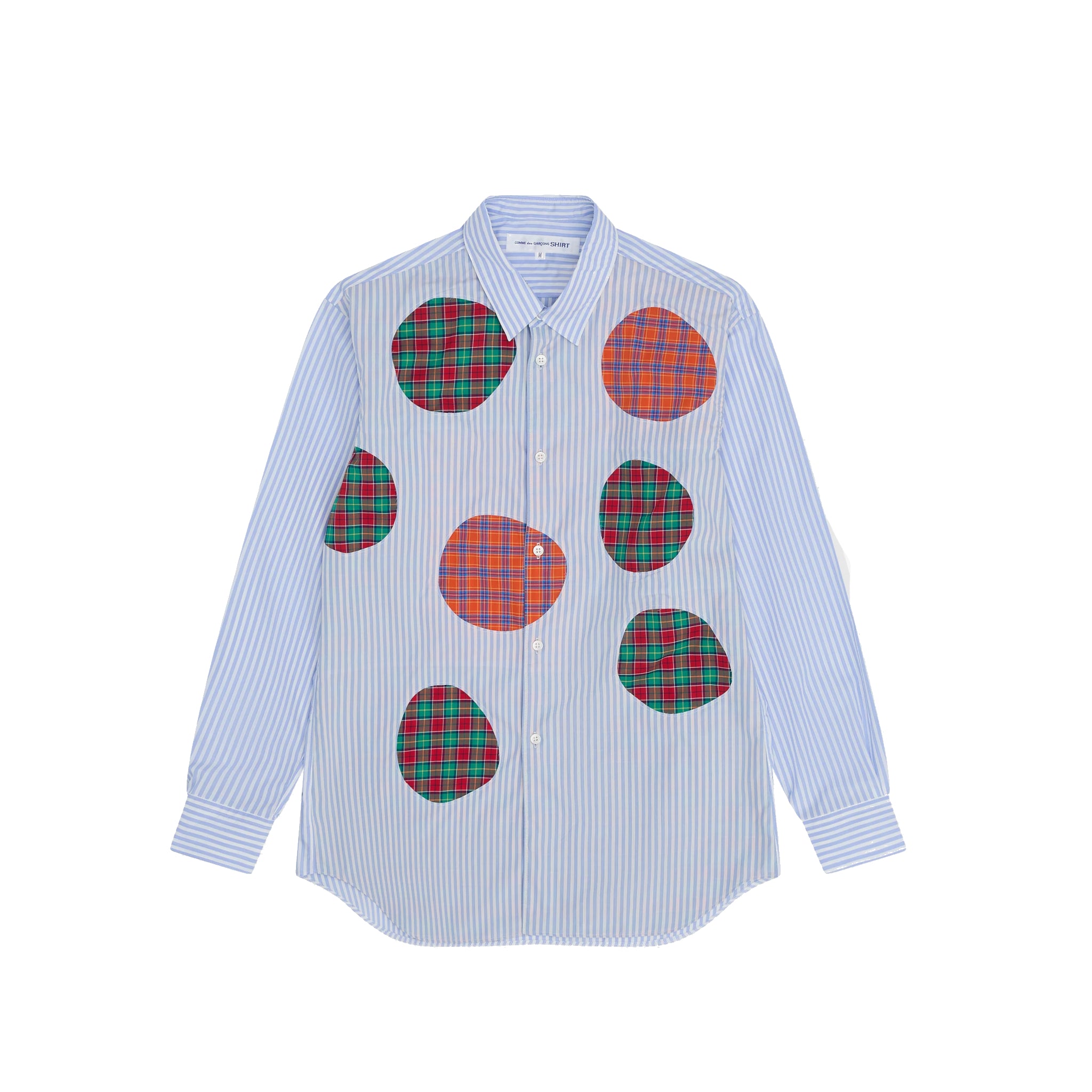 Comme des Garçons Shirt Tartan Polka Dot Striped Shirt Blue