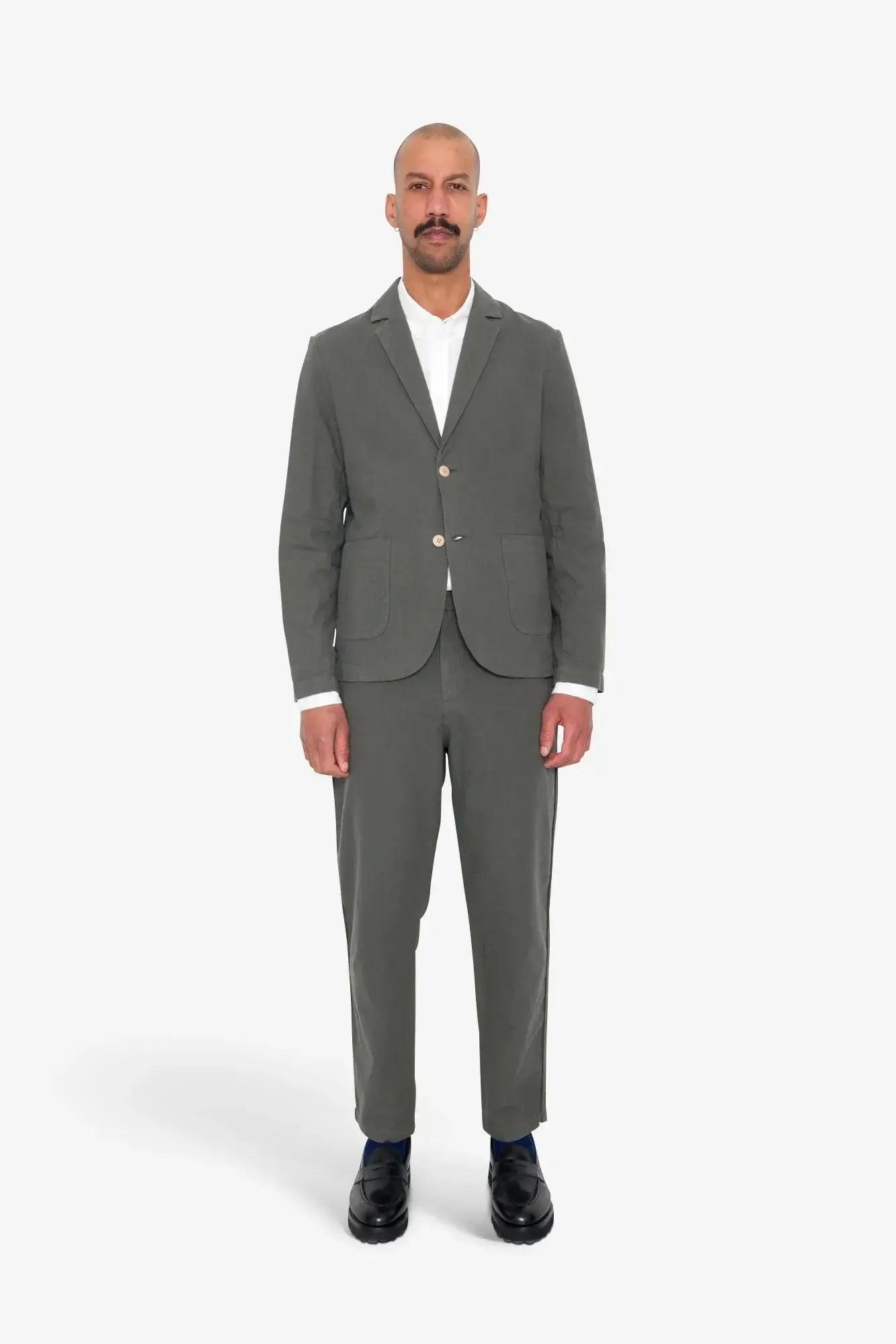 Cotton Linen Blazer - Dark Sage-Folk-W2 Store