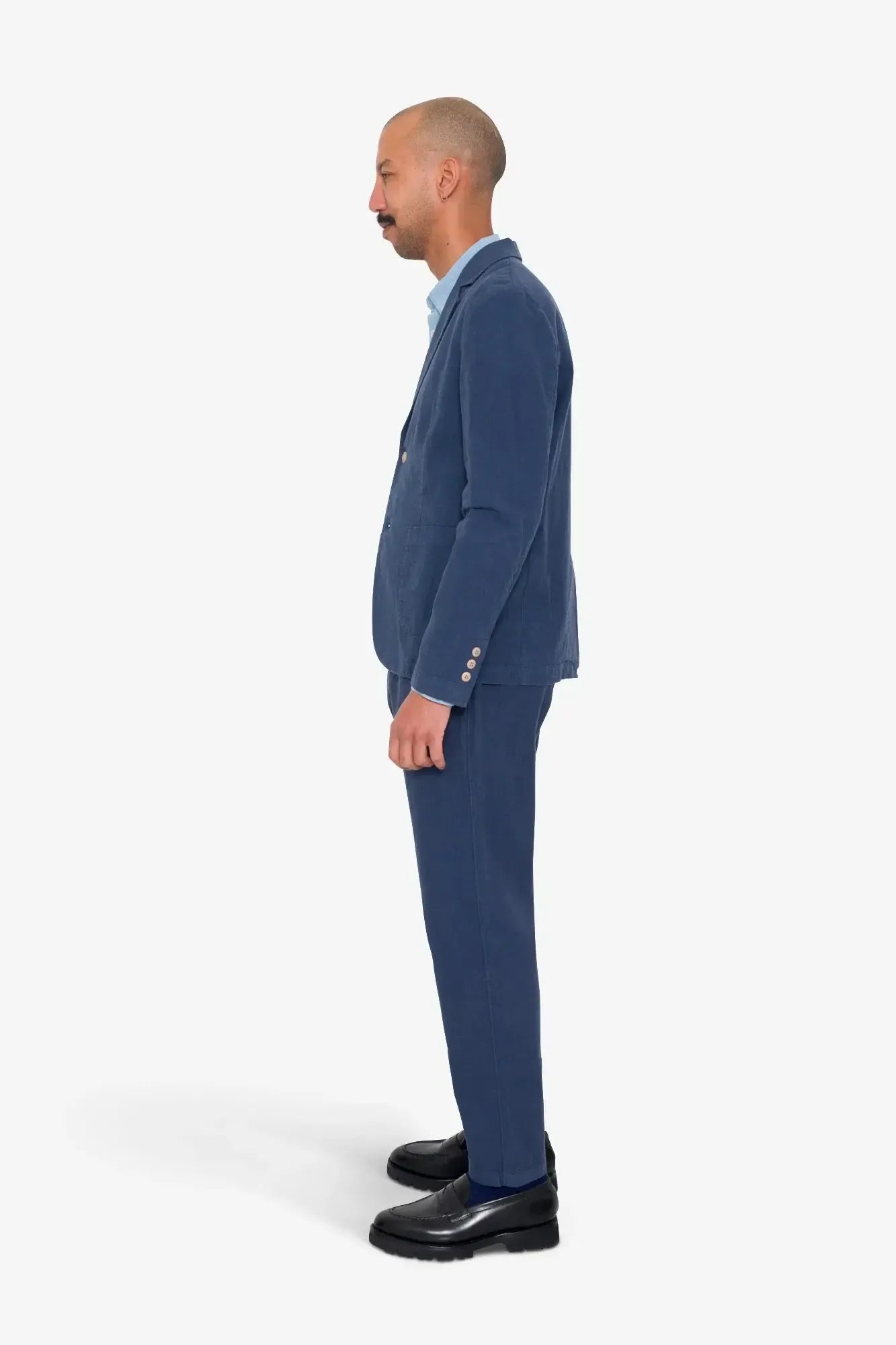 Cotton Linen Blazer - Soft Navy-Folk-W2 Store