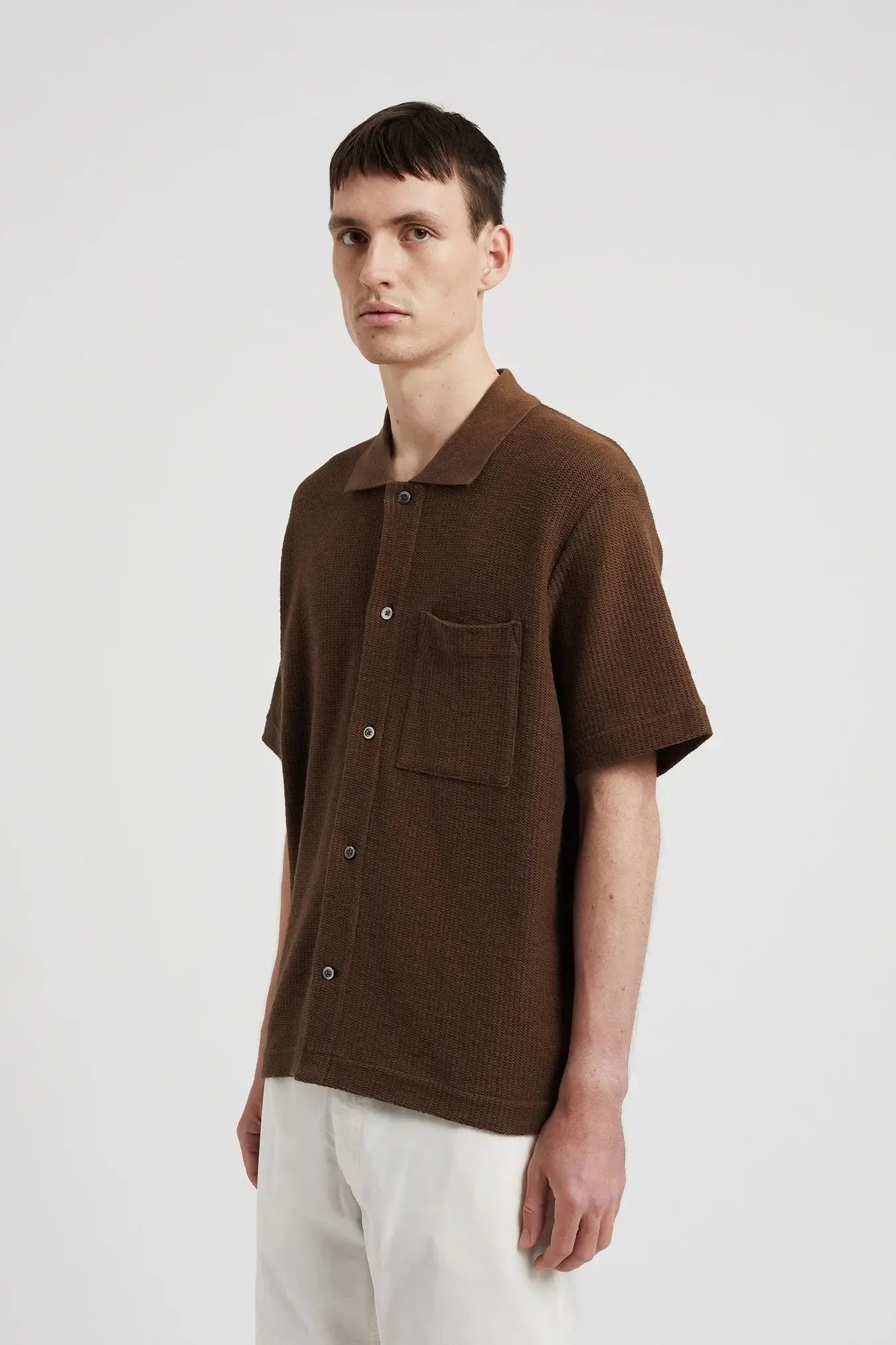 Gustav Crochet Jersey Shirt - Chestnut-Norse Projects-W2 Store