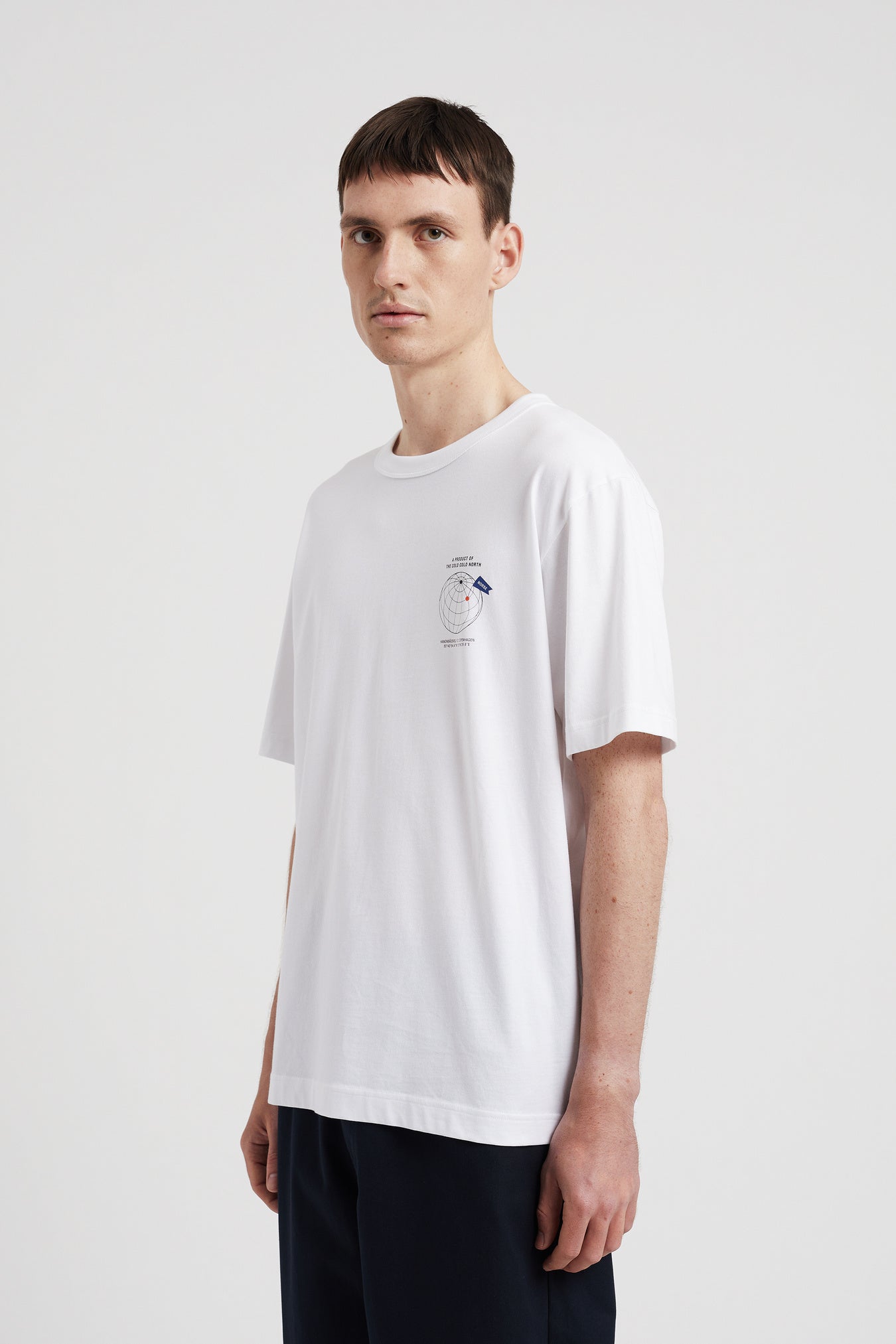 Holger Organic Globe Print T-Shirt - White-Norse Projects-W2 Store