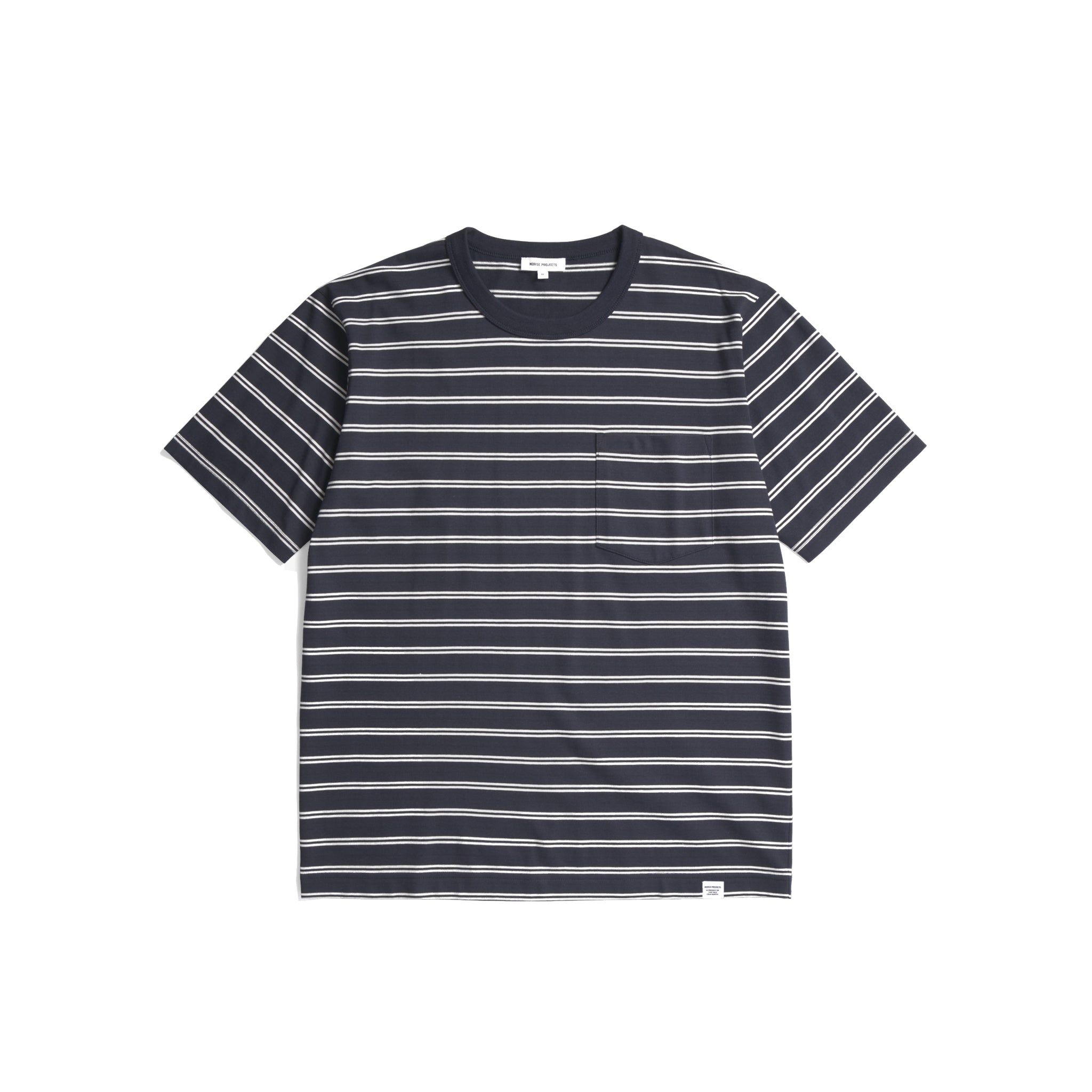 Holger Organic Sailor Stripe Pocket T-Shirt - Dark Navy-Norse Projects-W2 Store