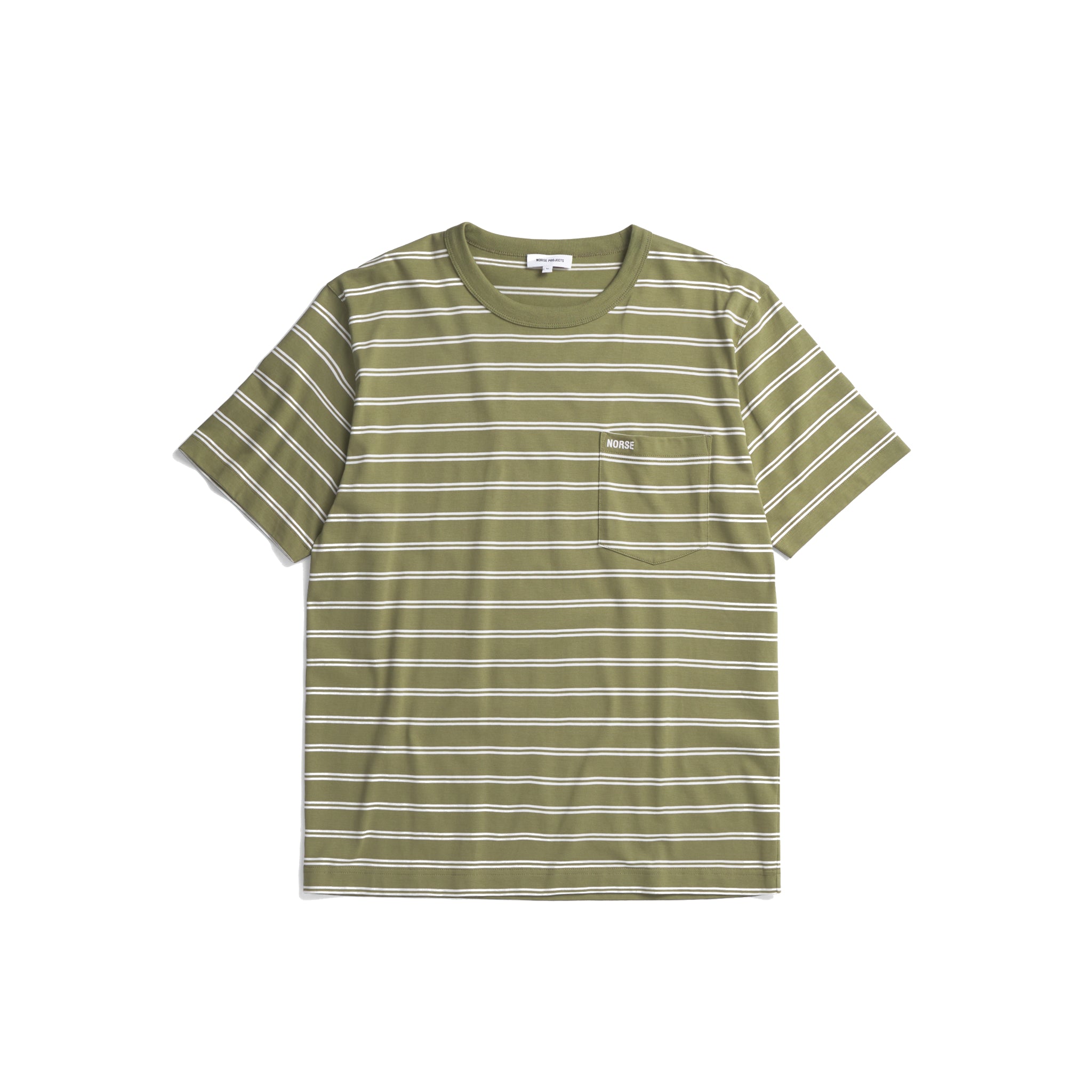 Holger Organic Sailor Stripe Pocket T-Shirt - Moss Green-Norse Projects-W2 Store