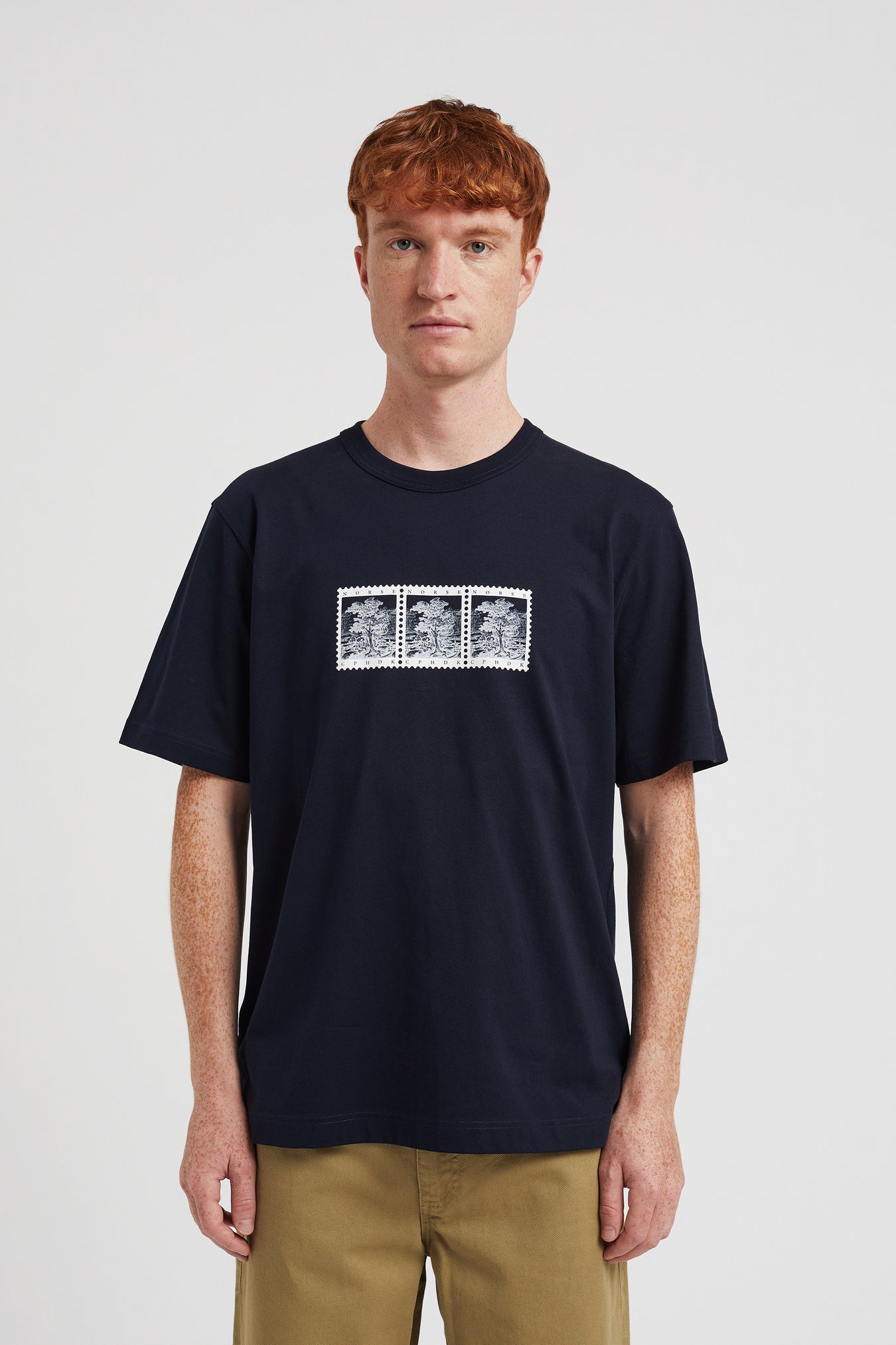 Holger Post Stamp Print T-Shirt - Dark Navy-Norse Projects-W2 Store