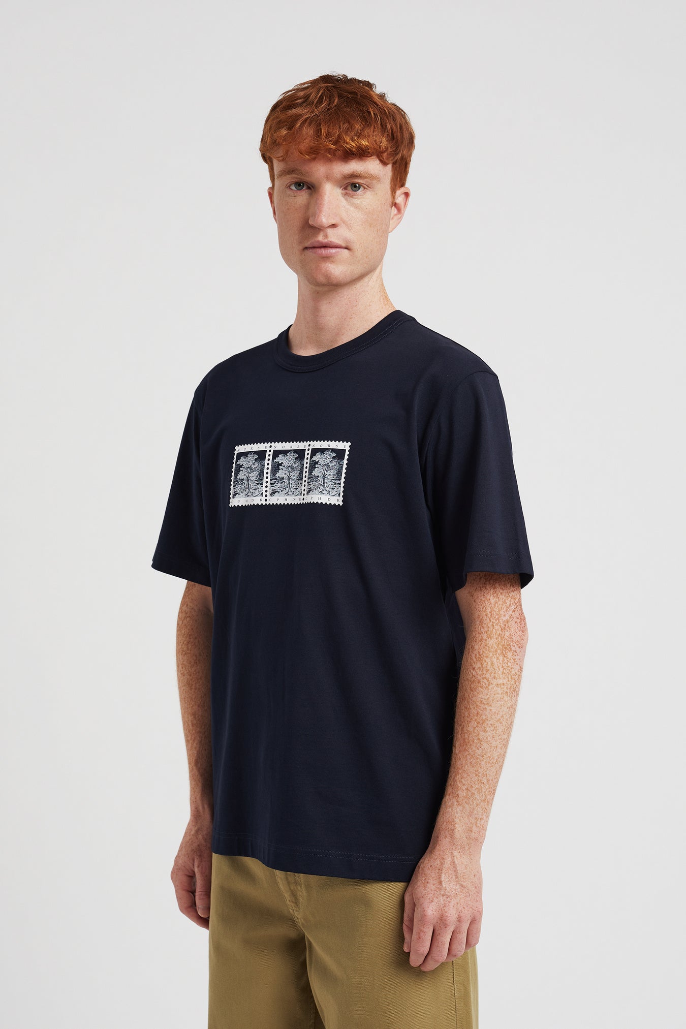 Holger Post Stamp Print T-Shirt - Dark Navy-Norse Projects-W2 Store