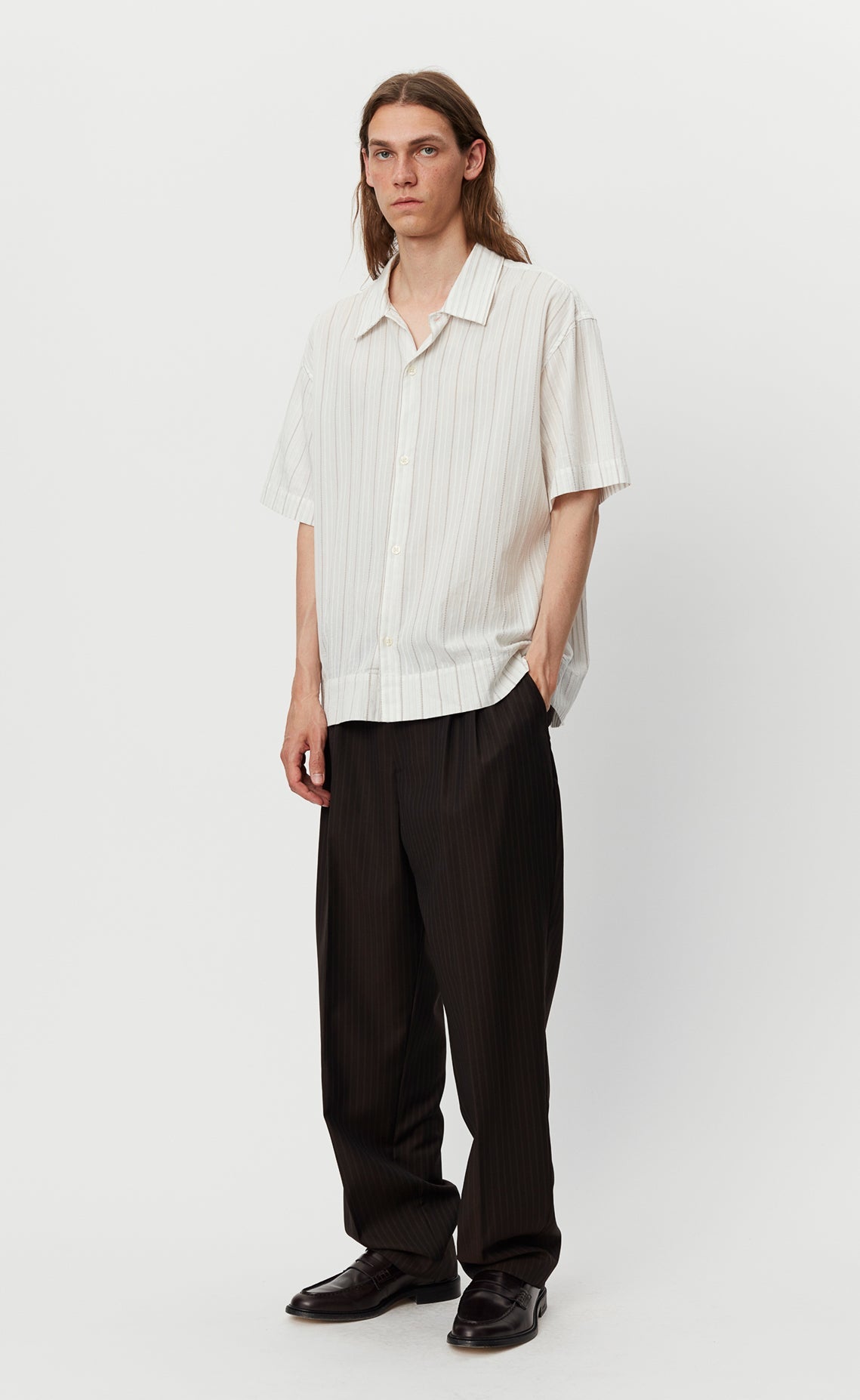 Holiday Shirt - Light Brown Stripe-mfpen-W2 Store