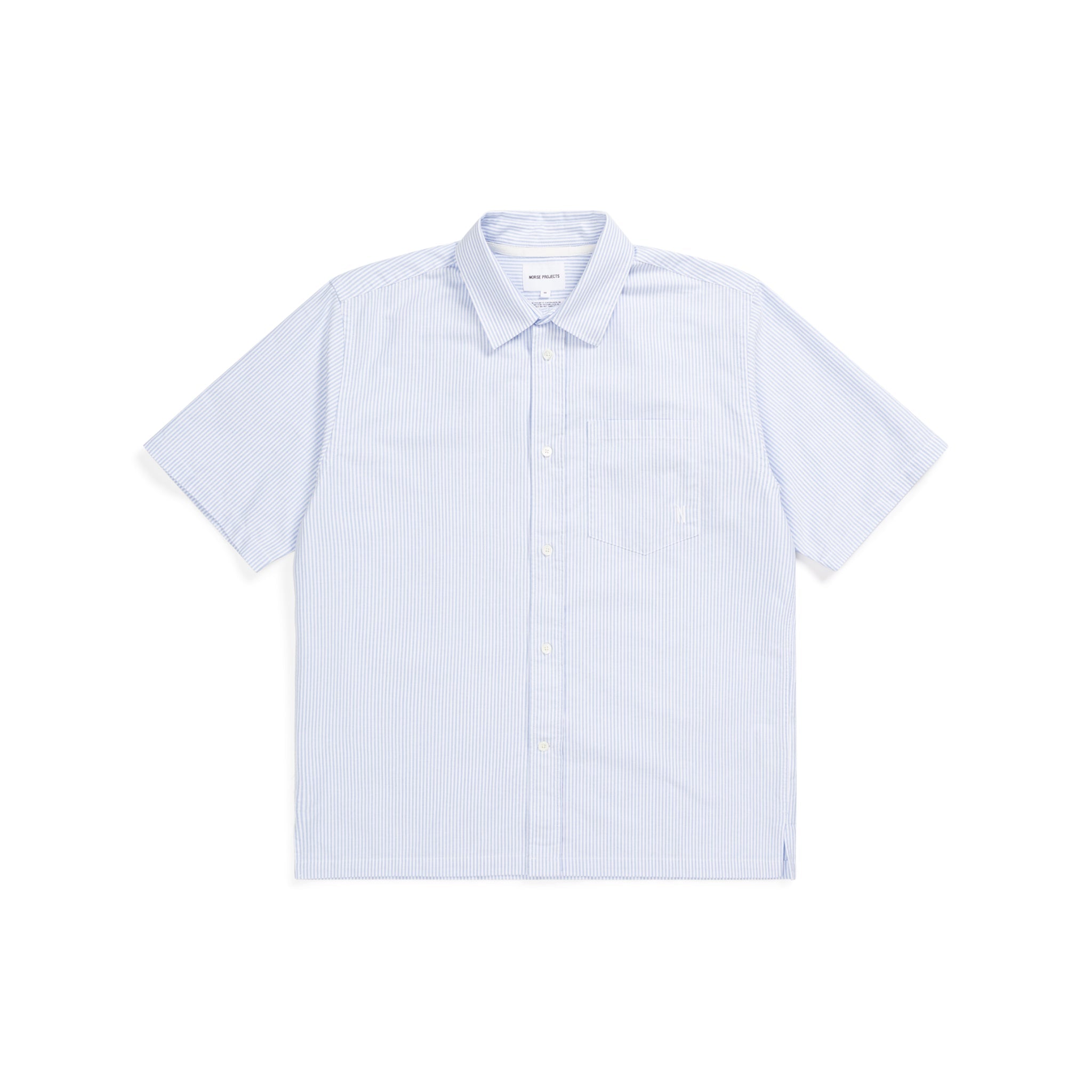 Ivan Relaxed Organic Oxford Monogram Shirt - Blue Stripe-Norse Projects-W2 Store