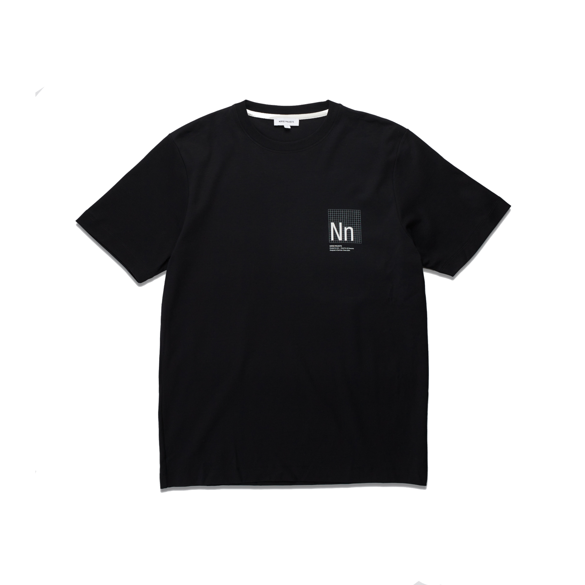 Jakob Organic Interlock Nn Print T-Shirt - Black-Norse Projects-W2 Store