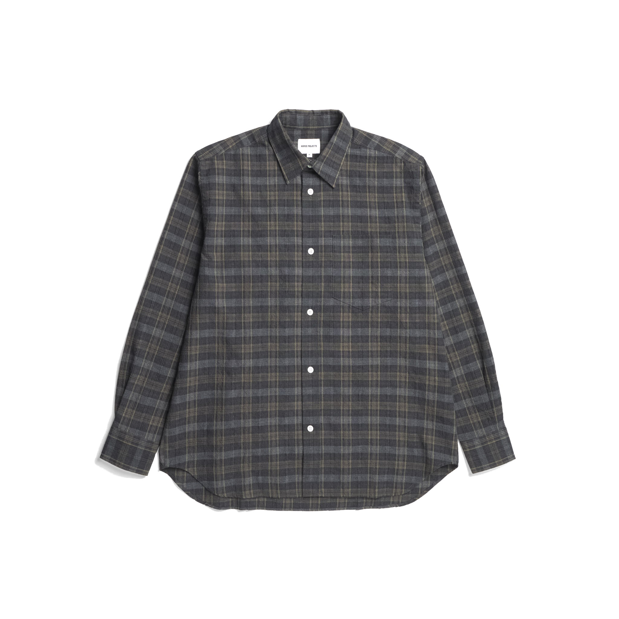 WOOL CHECK SHIRT / BLACK×GRAY 2 Norse Projects Ole Oversized Wool Check Shirt - Charcoal Grey – W2