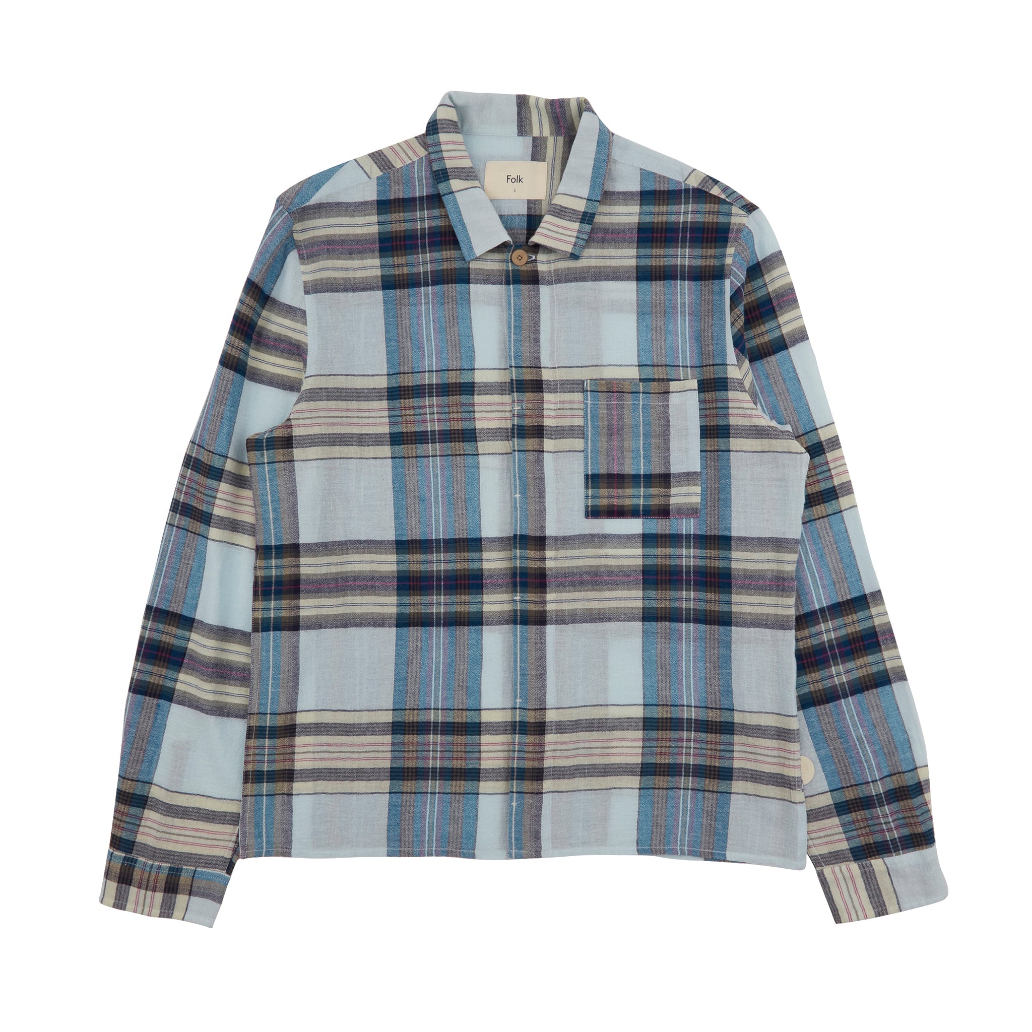 Patch Shirt - Ocean Blue Check-Folk-W2 Store