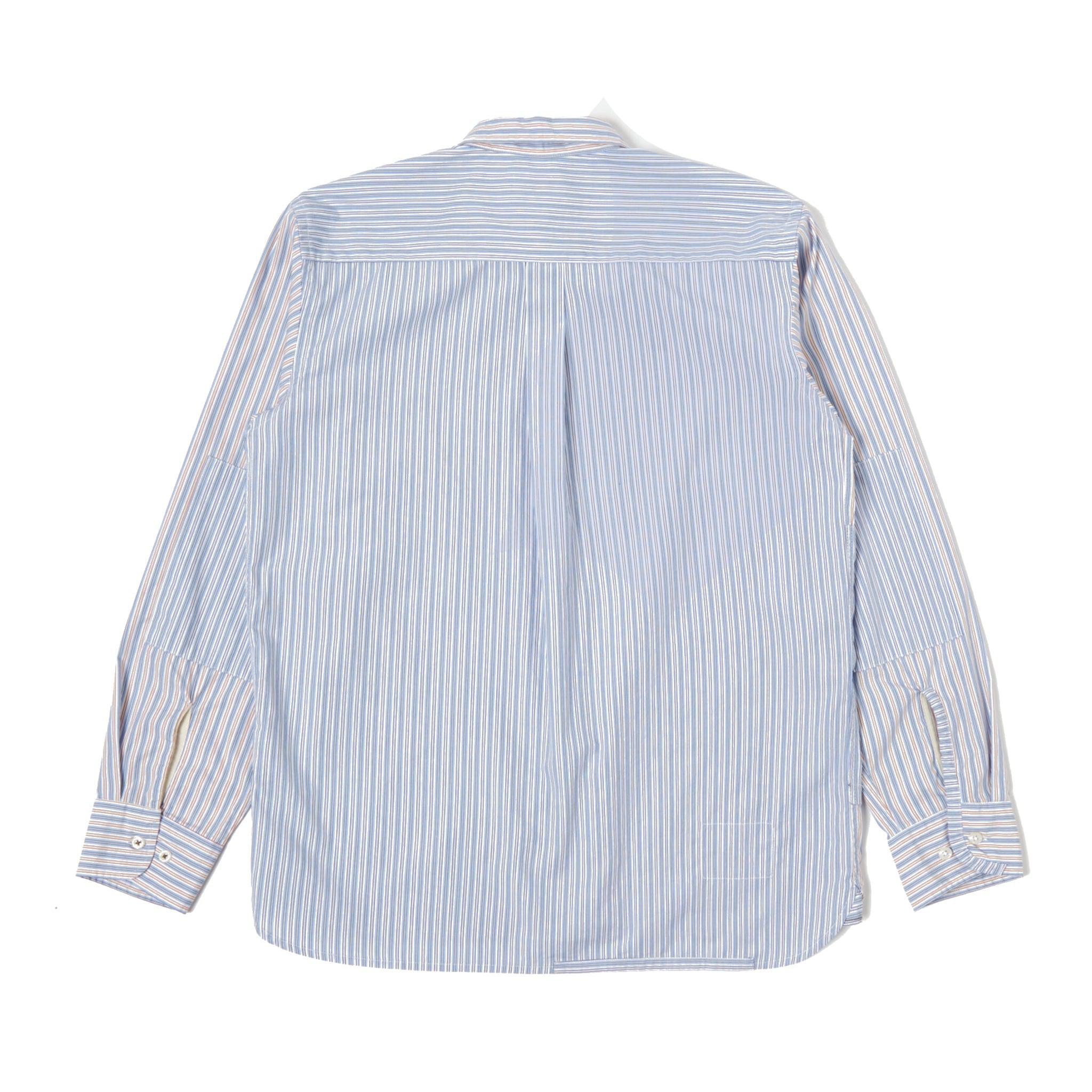 Patched Shirt Busy Stripe Cotton - Blue Stripe-Universal Works-W2 Store