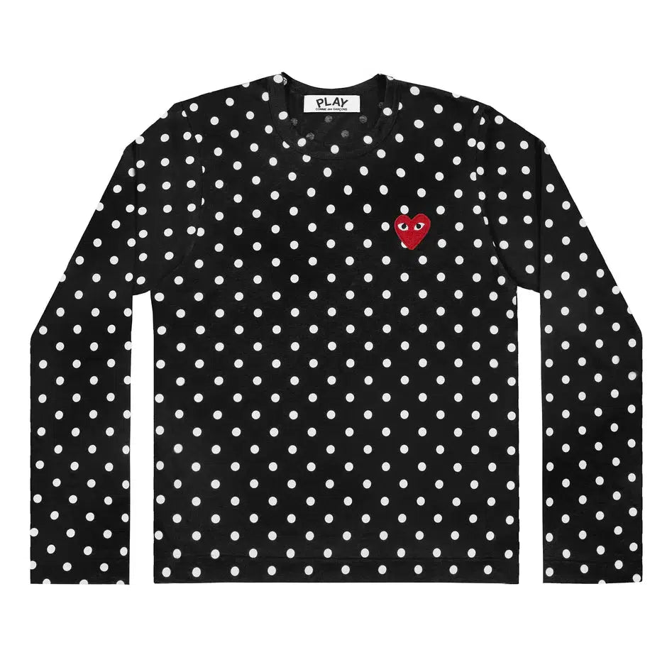 Red Heart Long Sleeve Polka Dot T Shirt - Black-Comme des Garçons Play-W2 Store