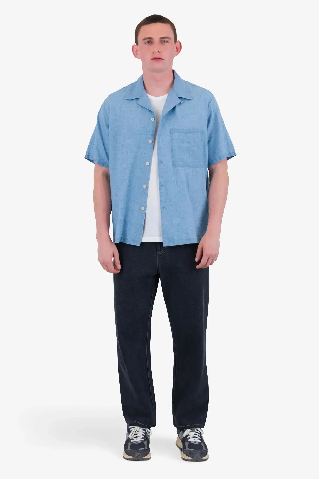 Relaxed Soft Collar Shirt - Indigo Microcheck-Folk-W2 Store