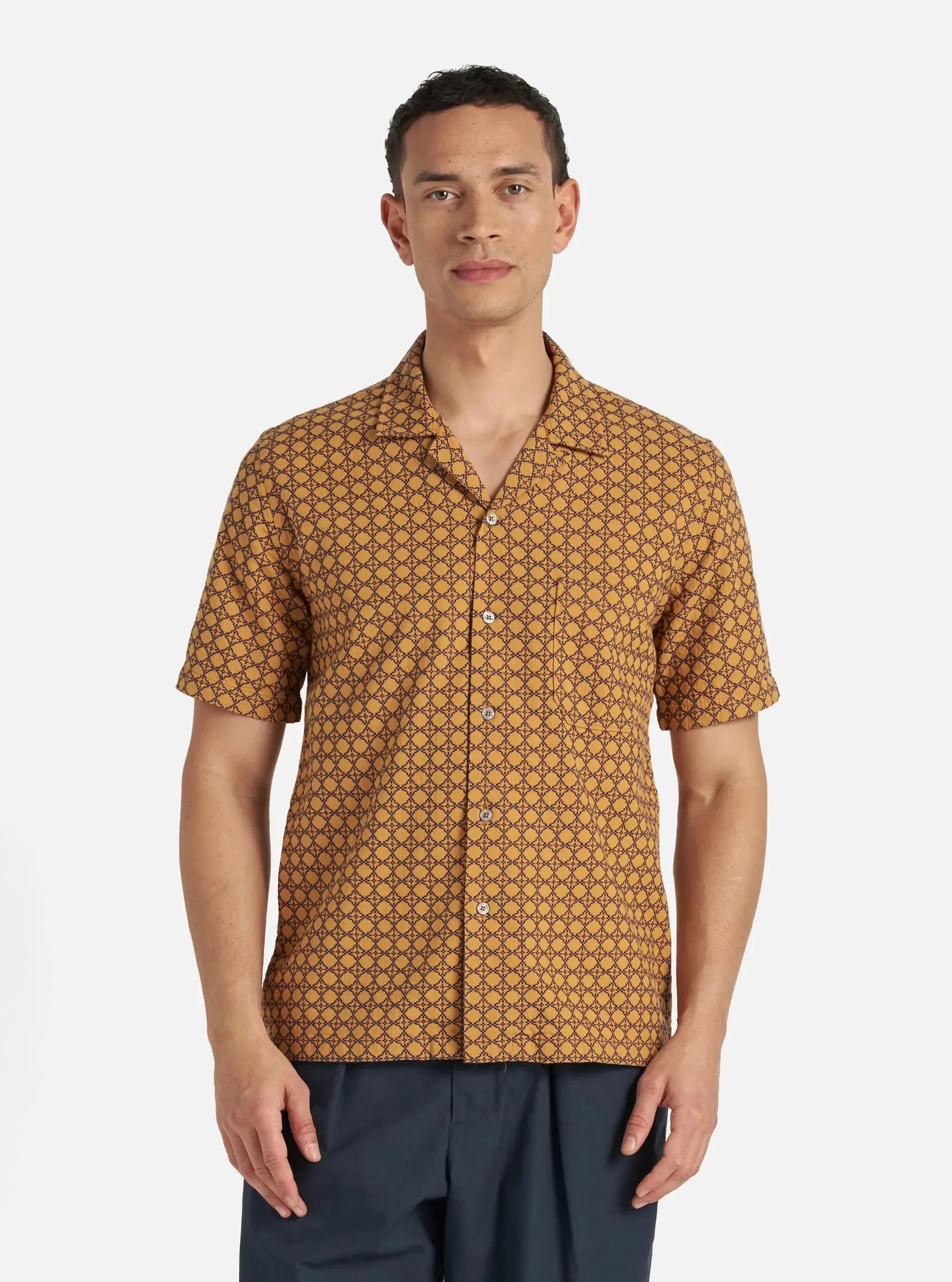 Road Shirt Rhodes Cotton - Gold/Navy-Universal Works-W2 Store