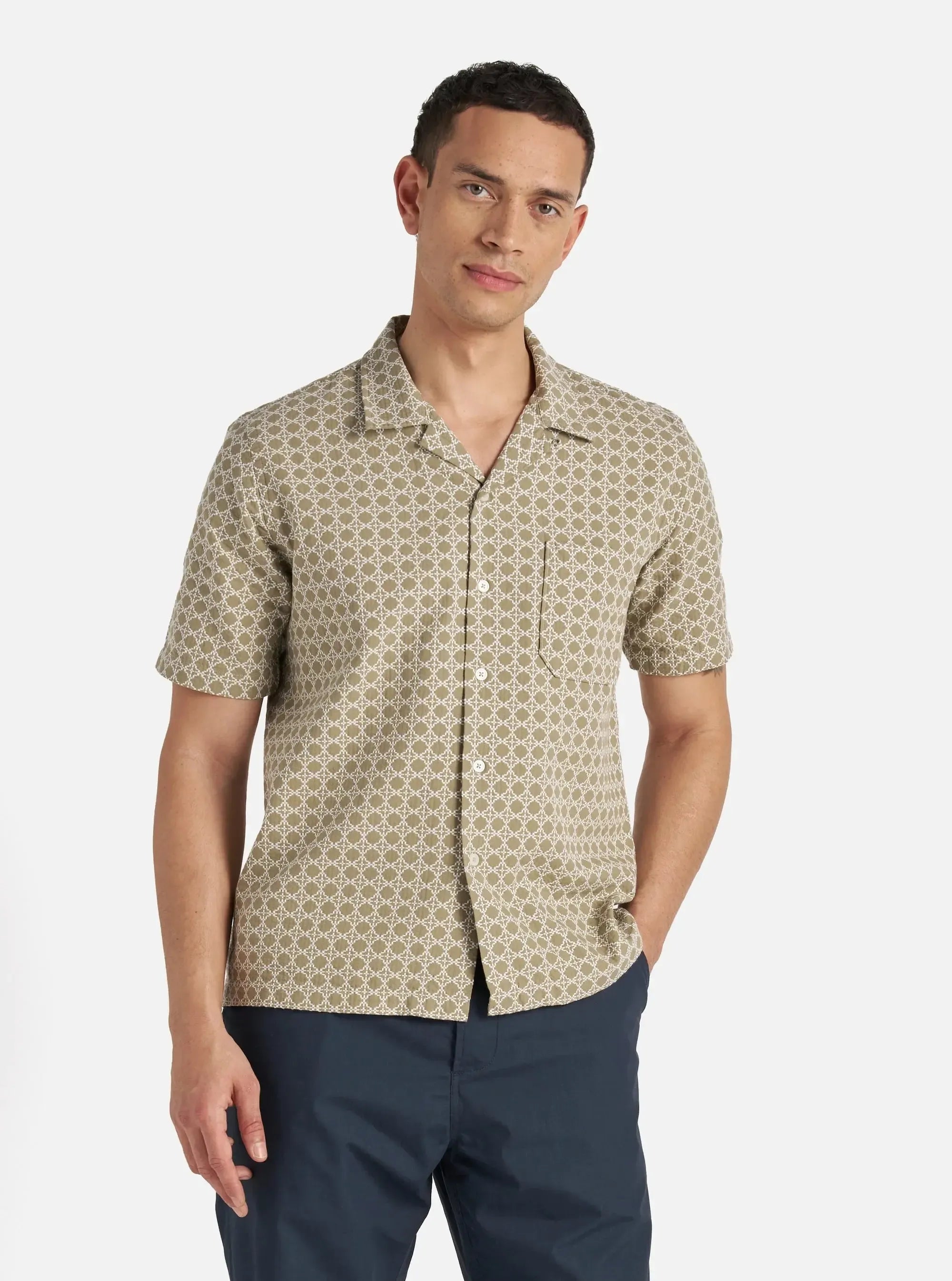 Road Shirt Rhodes Cotton - Sand/White-Universal Works-W2 Store