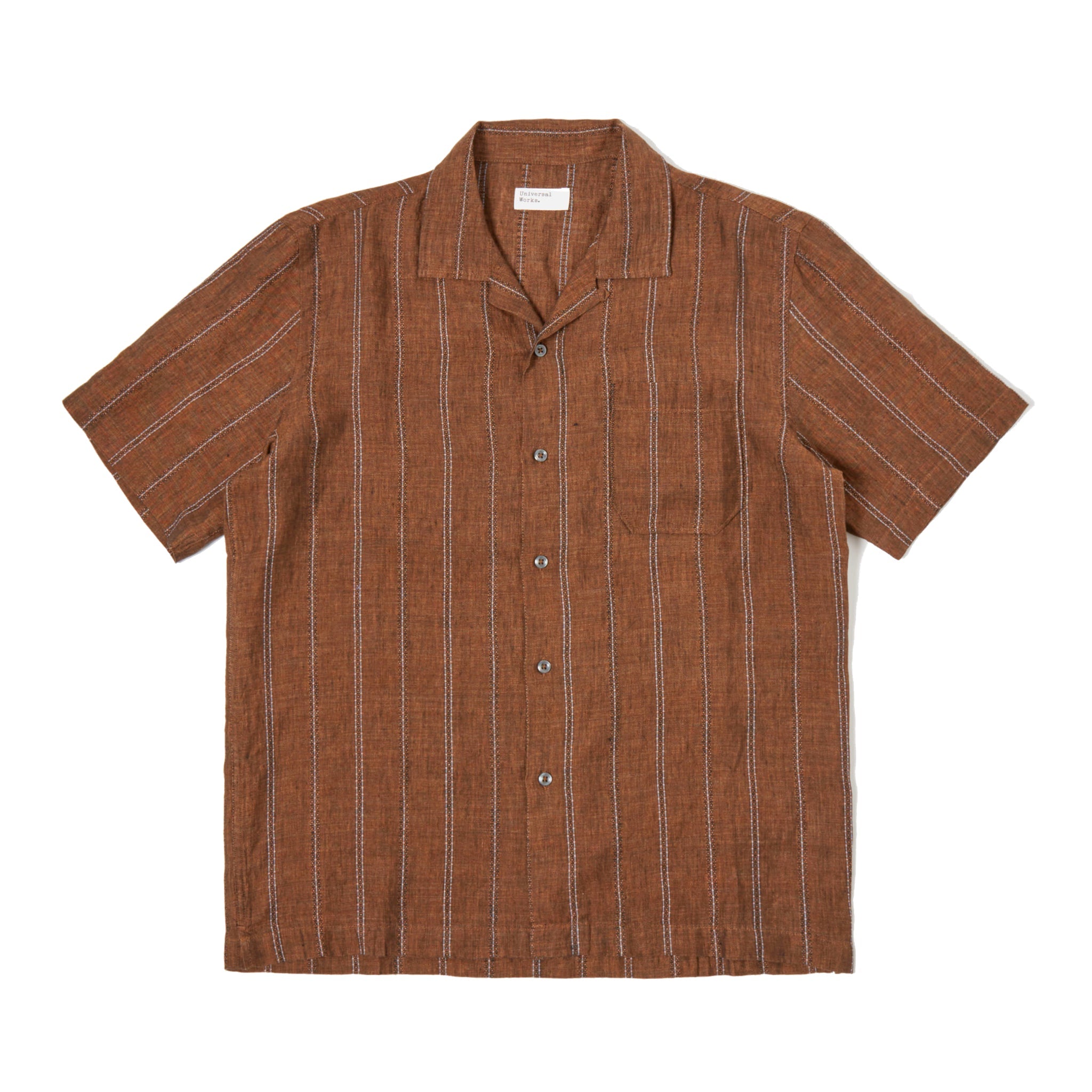 Road Shirt Stripe Linen - Brown-Universal Works-W2 Store