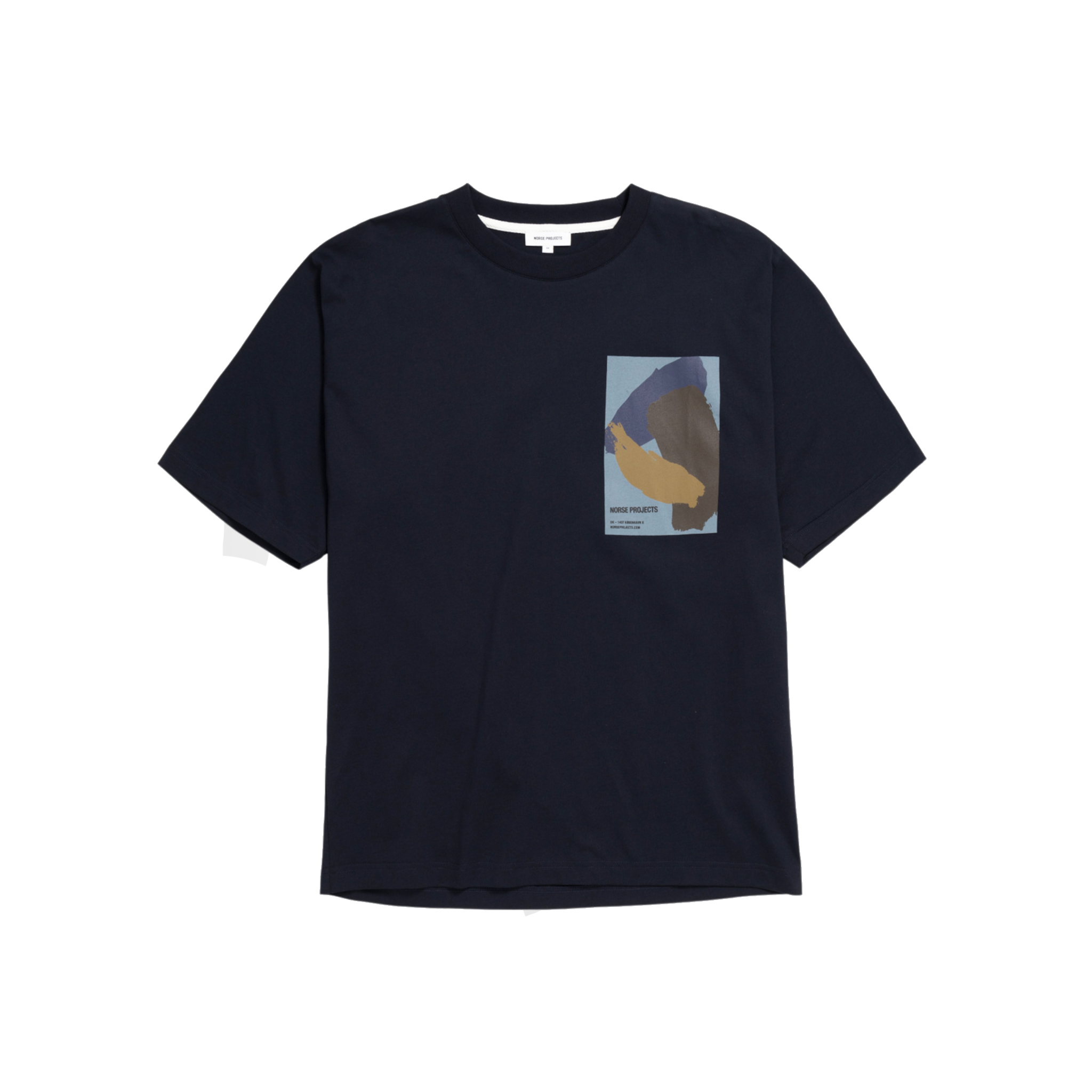 Simon Loose Organic Brush Stroke Print T-Shirt - Dark Navy-Norse Projects-W2 Store