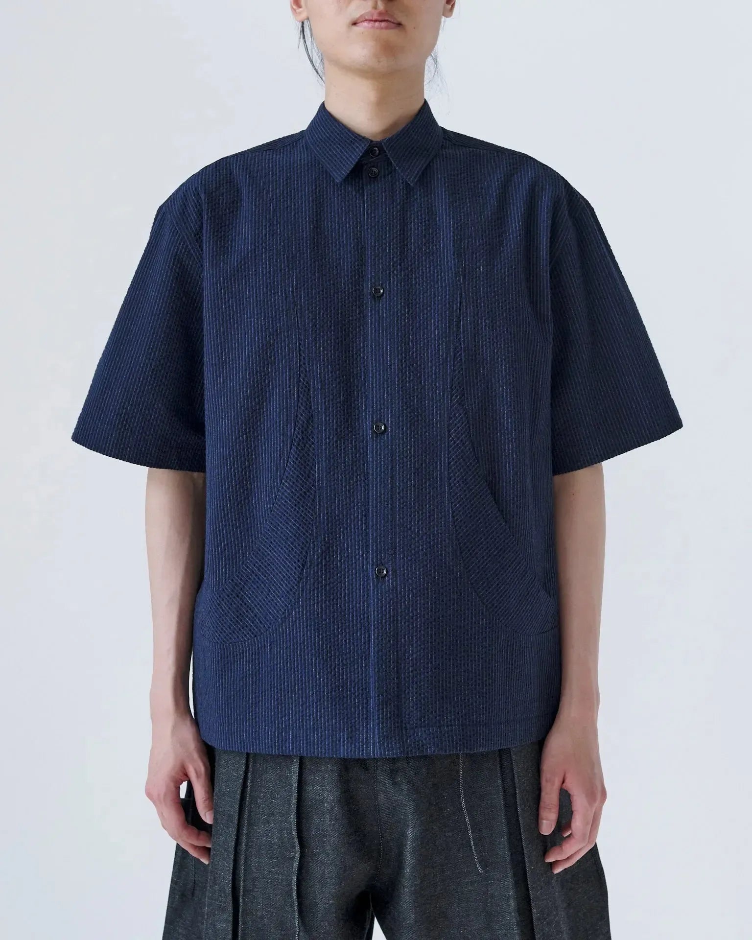 Sage Nation Takeshi Shirt Cotton Seersucker - Indigo Stripe – W2 Store