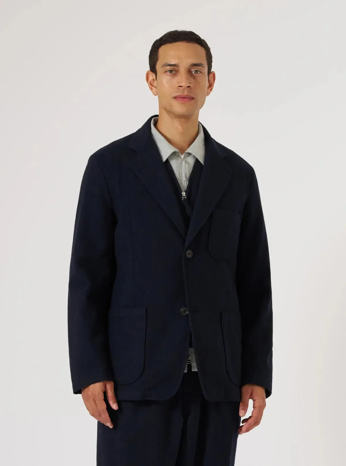 Universal Works Two Button Jacket Soft Recycled Wool - Dark Navy