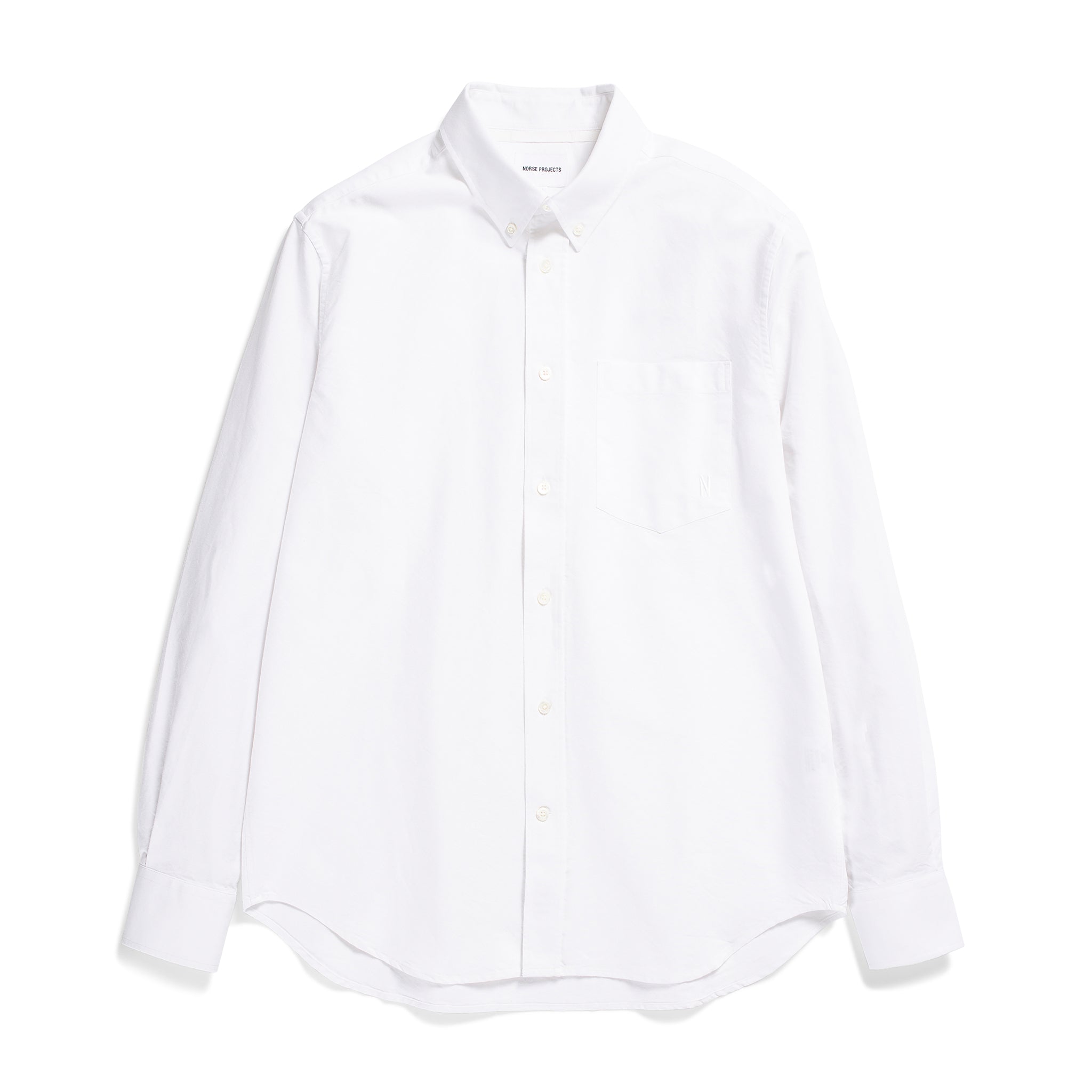 Algot Relaxed Organic Oxford Monogram Shirt - White-Norse Projects-W2 Store
