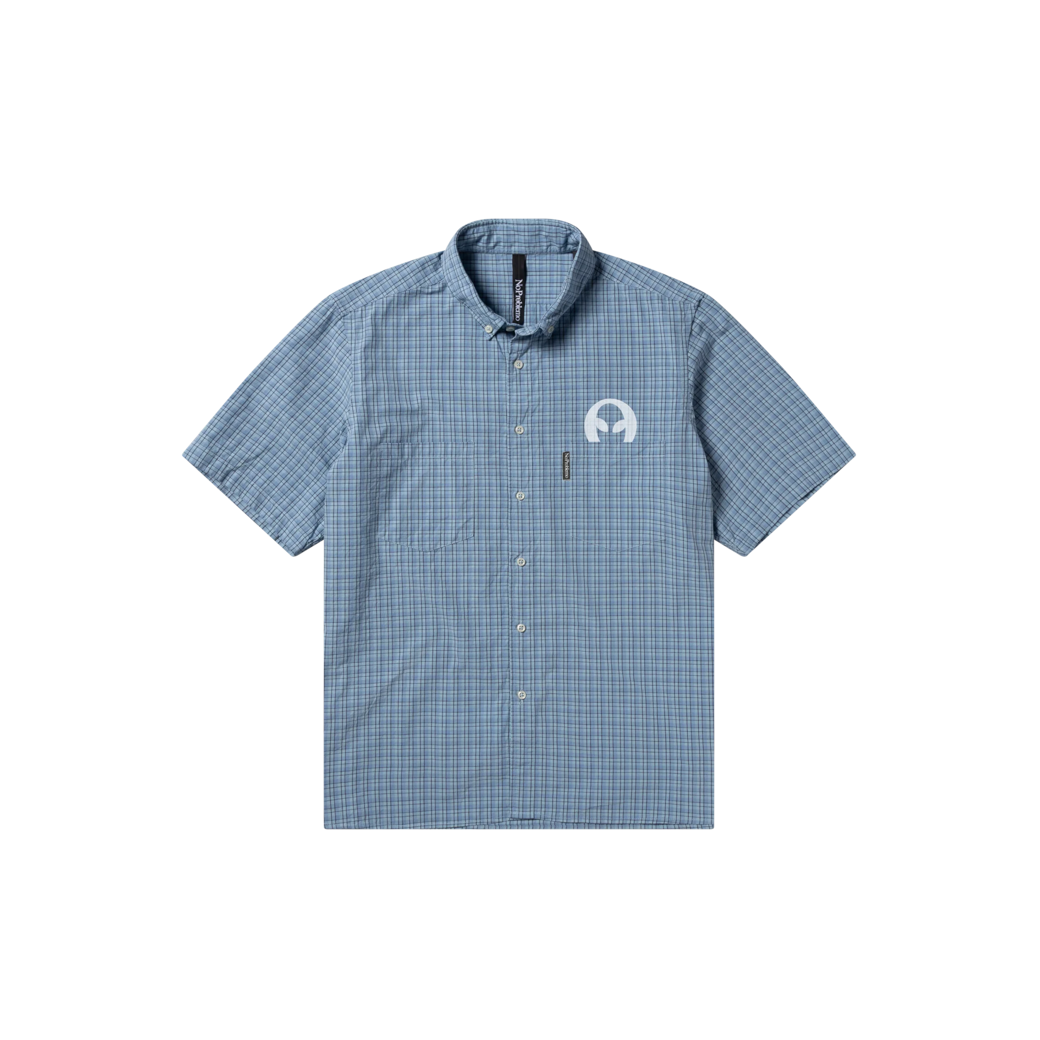 Alien-O Print Short Sleeve Check Shirt - Blue-No Problemo-W2 Store