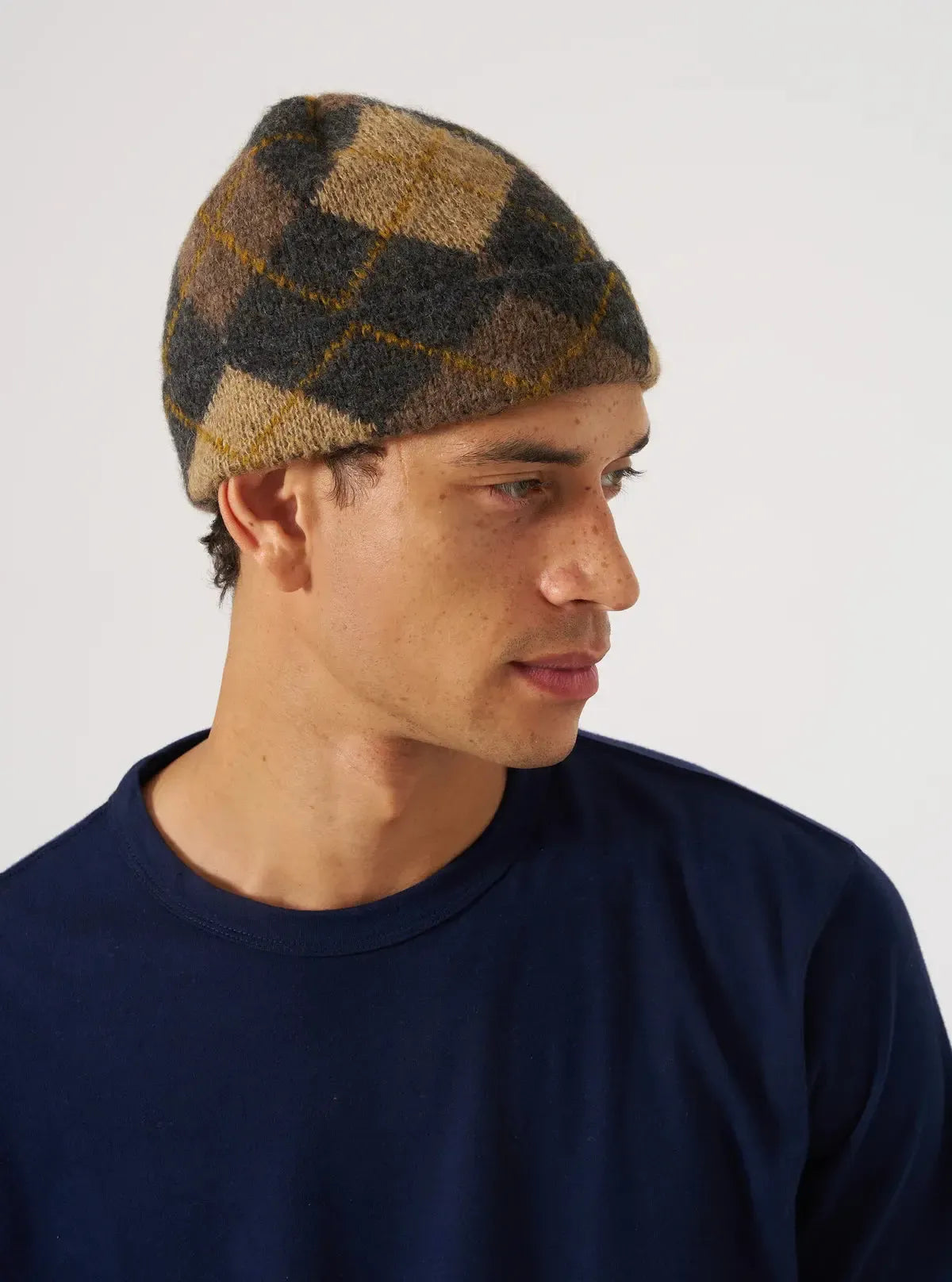 Argyll Hat Alpaca Knit - Brown-Universal Works-W2 Store