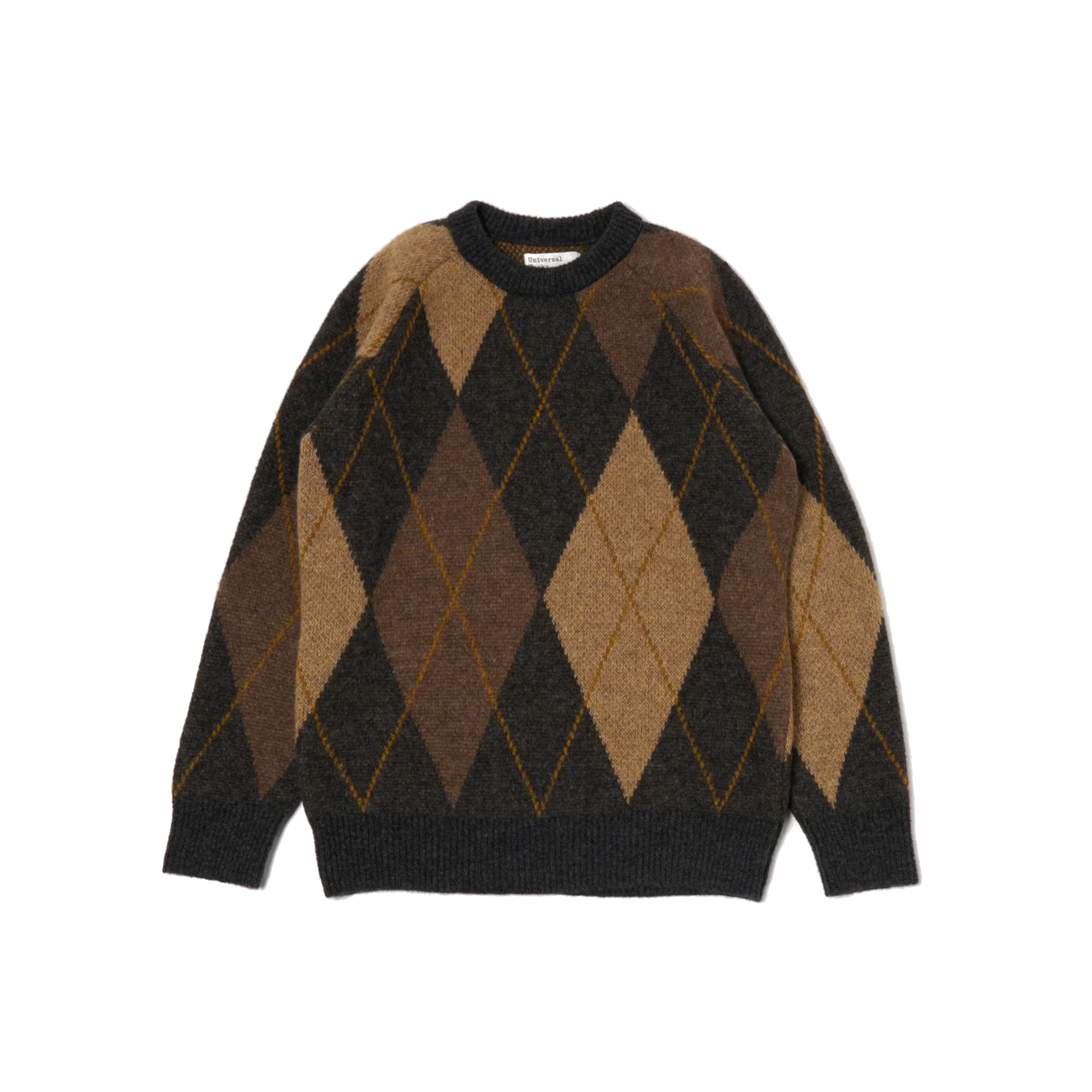 Big Argyll Crew Alpaca Knit - Brown-Universal Works-W2 Store