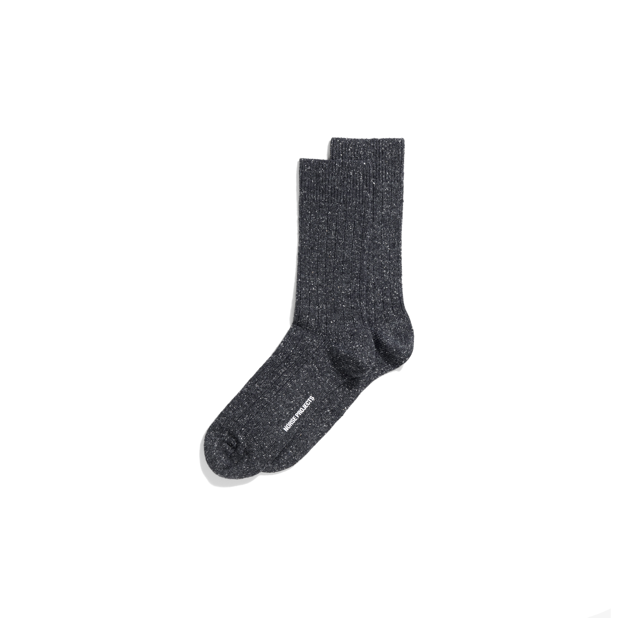 Bjarki Neps Wool Rib Sock - Charcoal Melange-Norse Projects-W2 Store