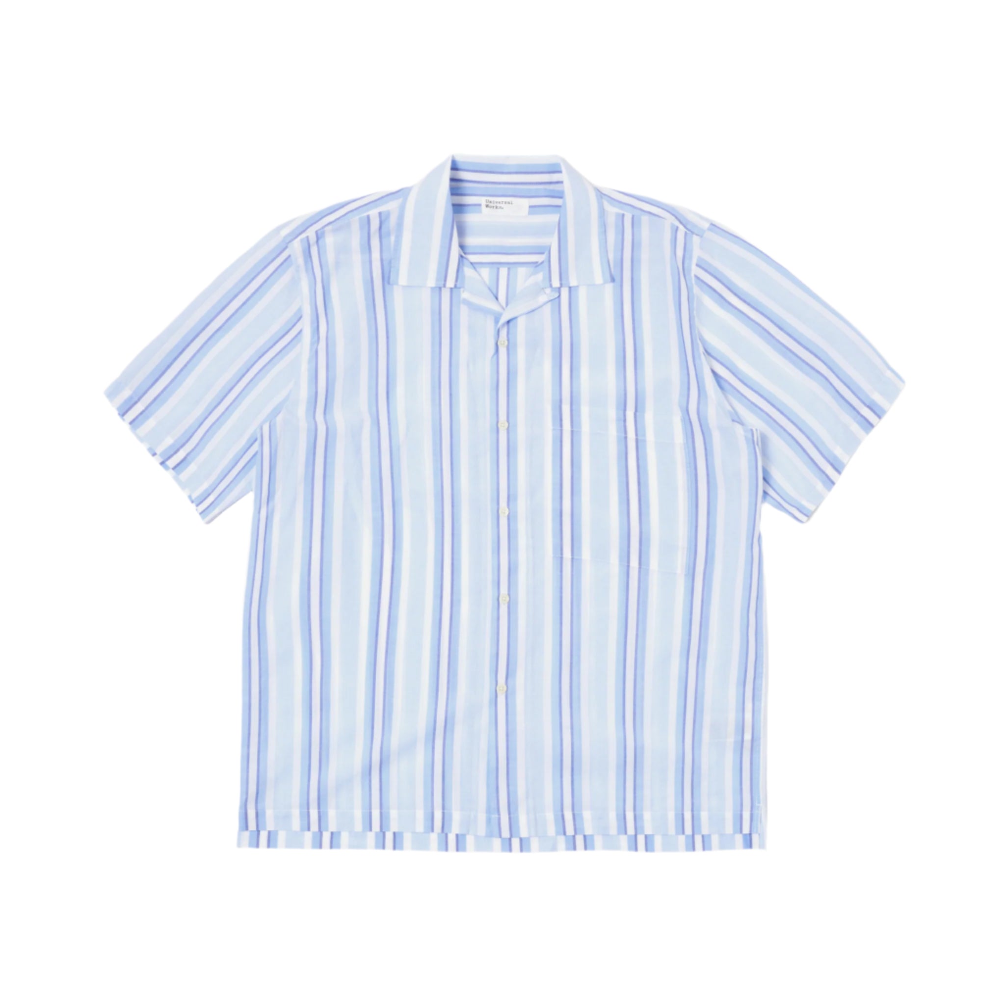 Camp Shirt Pop Stripe Two - White/Blue-Universal Works-W2 Store