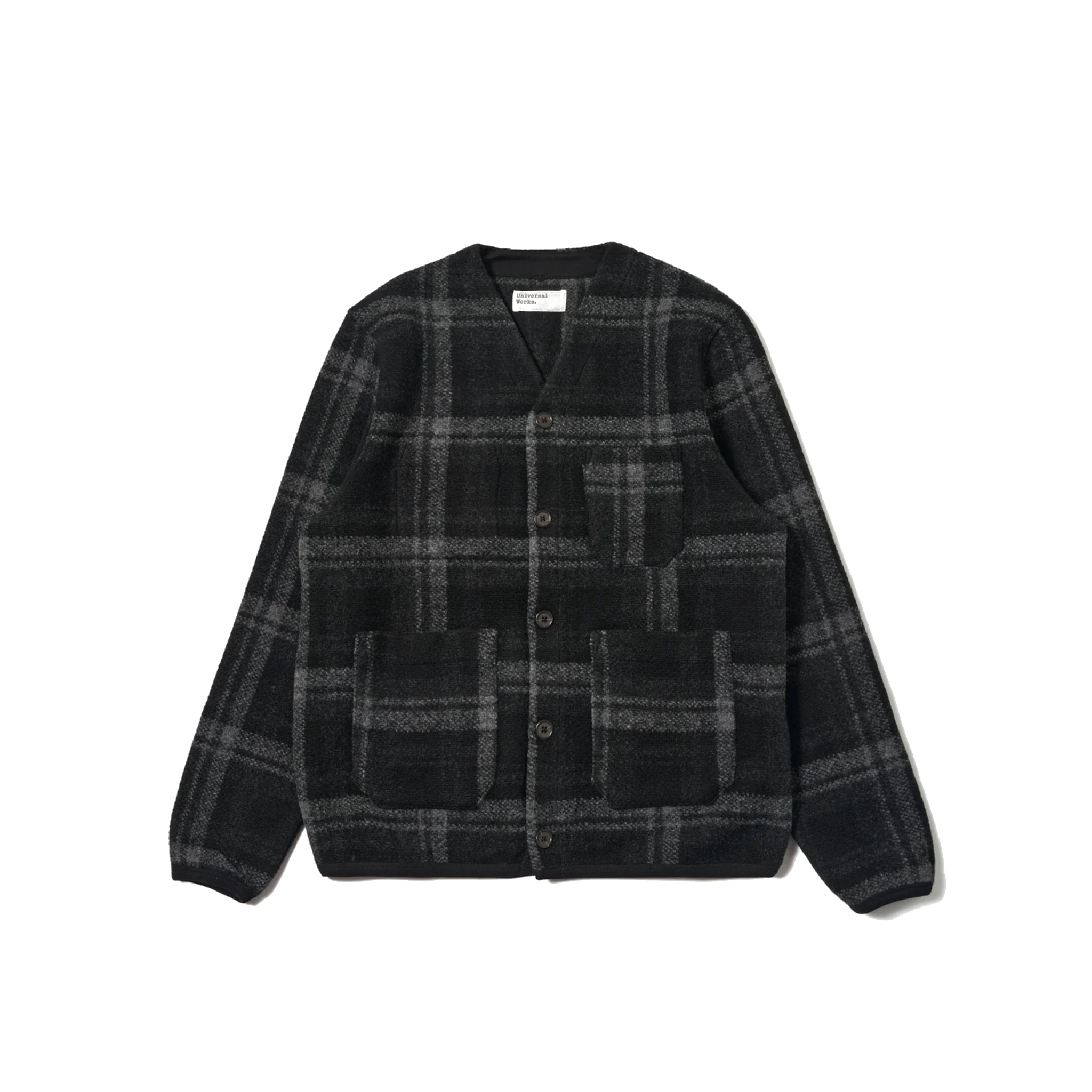 Cardigan Moh Check Fleece - Grey-Universal Works-W2 Store