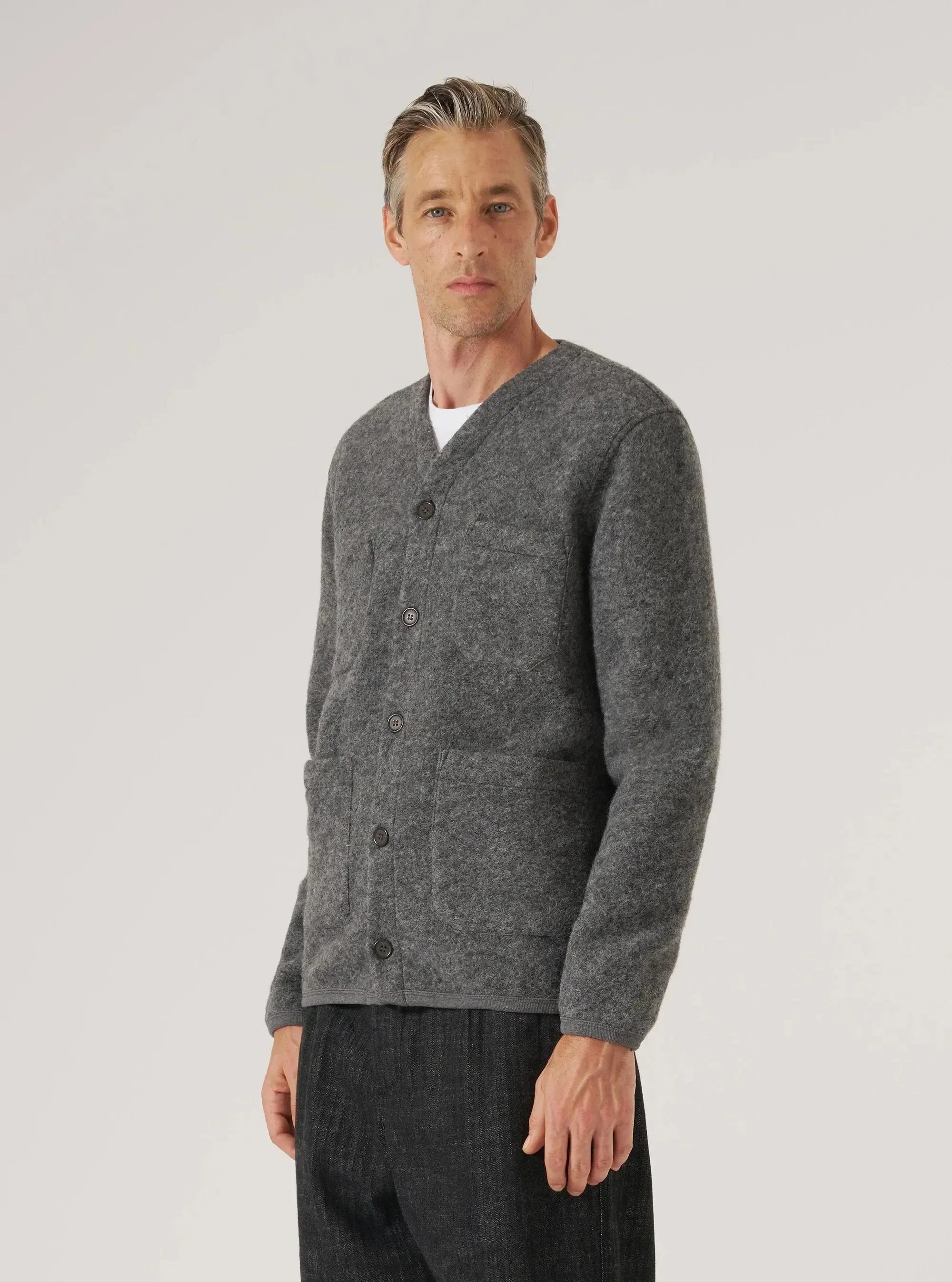 Cardigan Wool Fleece - Grey Marl-Universal Works-W2 Store