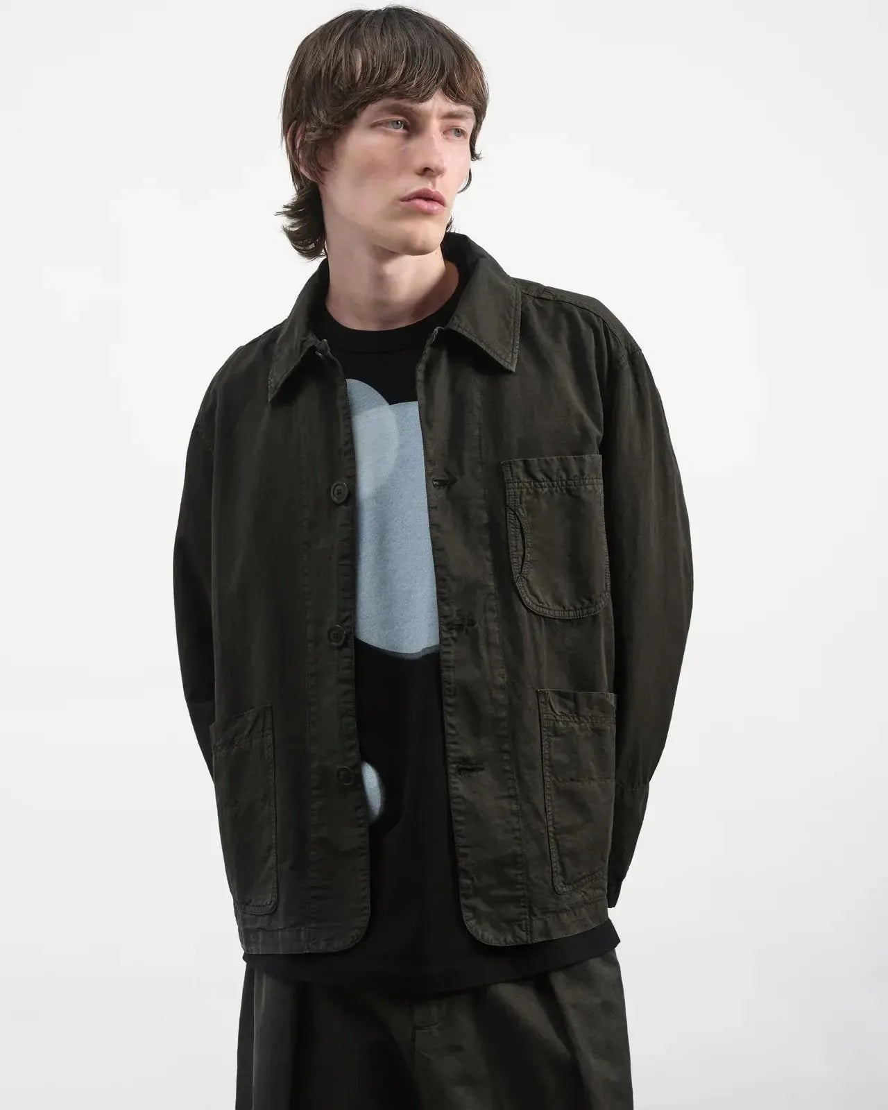 Construction Jacket Gmt Dye Cotton Linen Organic - Dark Green-YMC-W2 Store