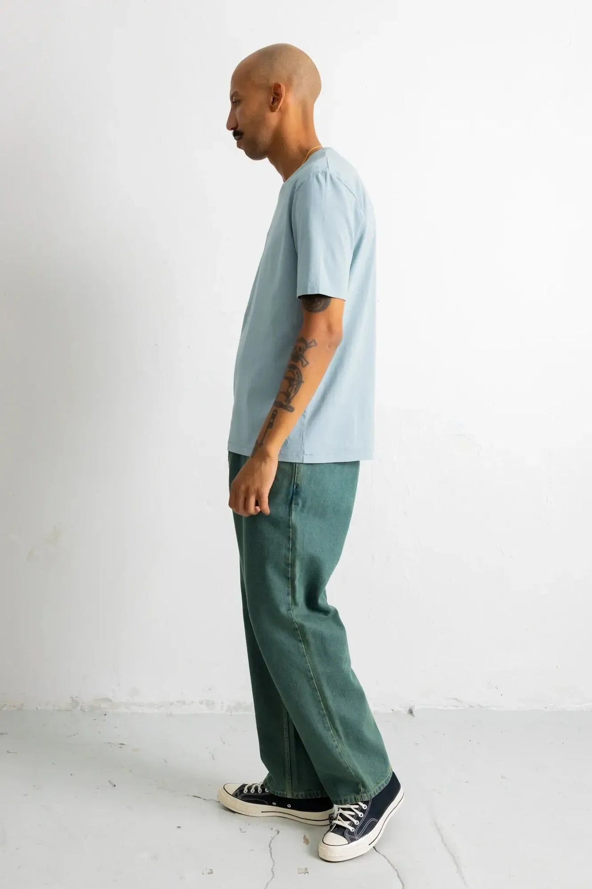Contrast Sleeve T-Shirt - Blue Oxide-Folk-W2 Store