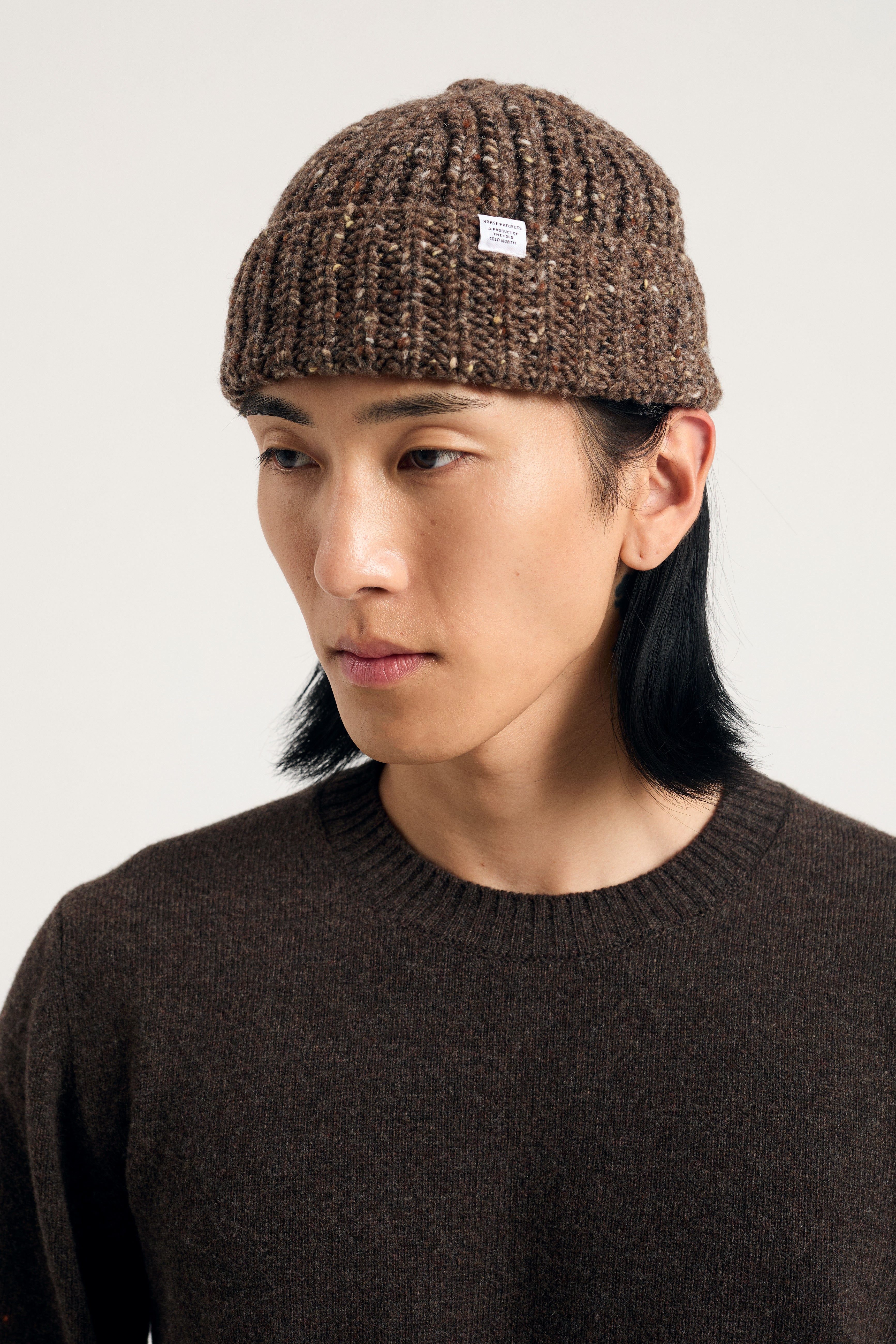Daniel Donegal Rib Beanie - Seal Brown-Norse Projects-W2 Store