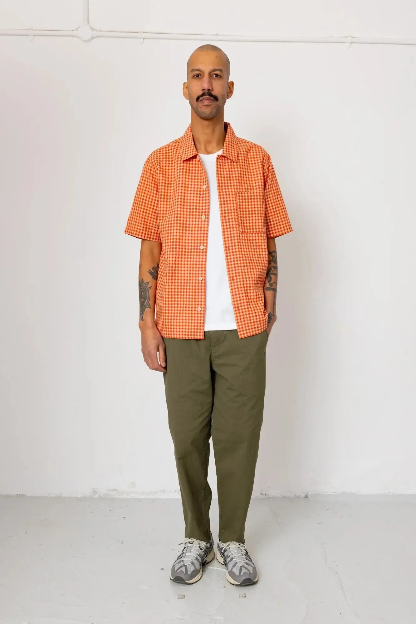Drawcord Assembly Pant - Dark Olive Seersucker-Folk-W2 Store