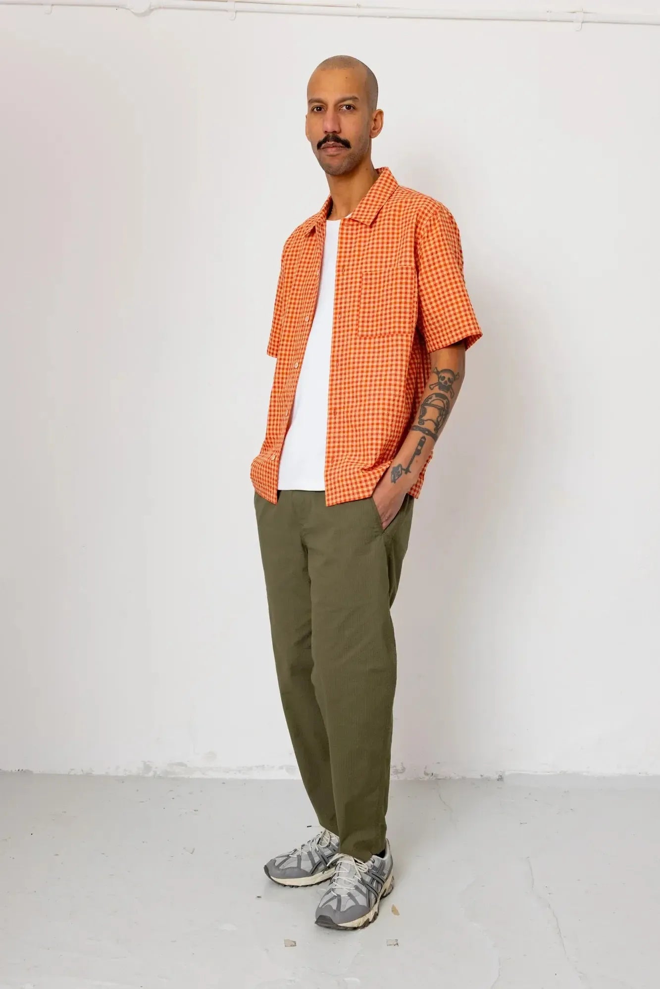 Drawcord Assembly Pant - Dark Olive Seersucker-Folk-W2 Store