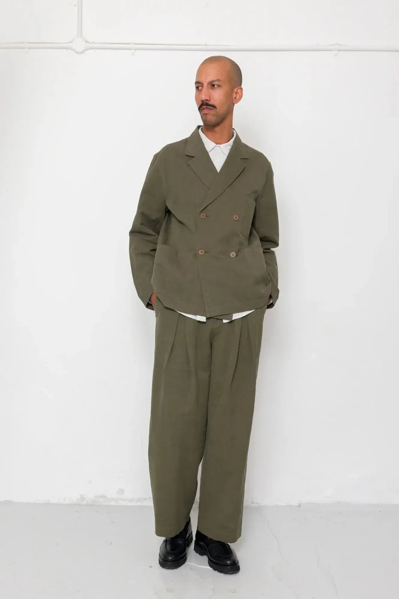 Easy Fit Blazer - Dark Olive Slub Linen-Folk-W2 Store