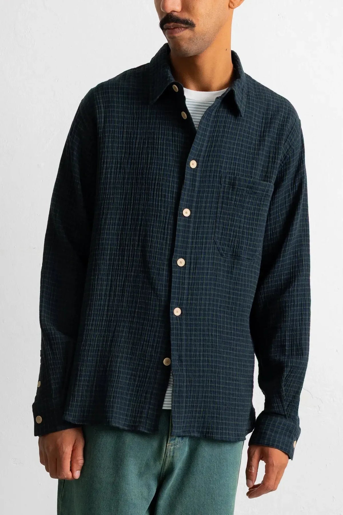 Easy Fit Shirt - Navy Crinkle Check-Folk-W2 Store
