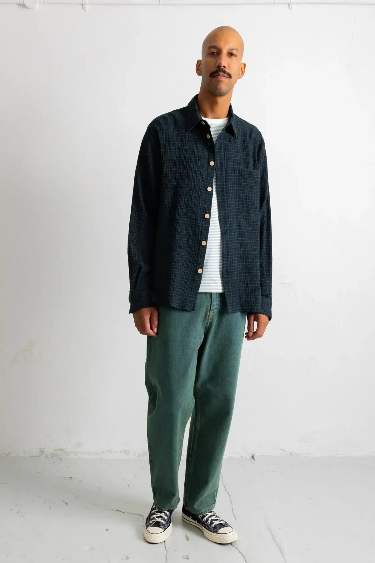 Easy Fit Shirt - Navy Crinkle Check-Folk-W2 Store