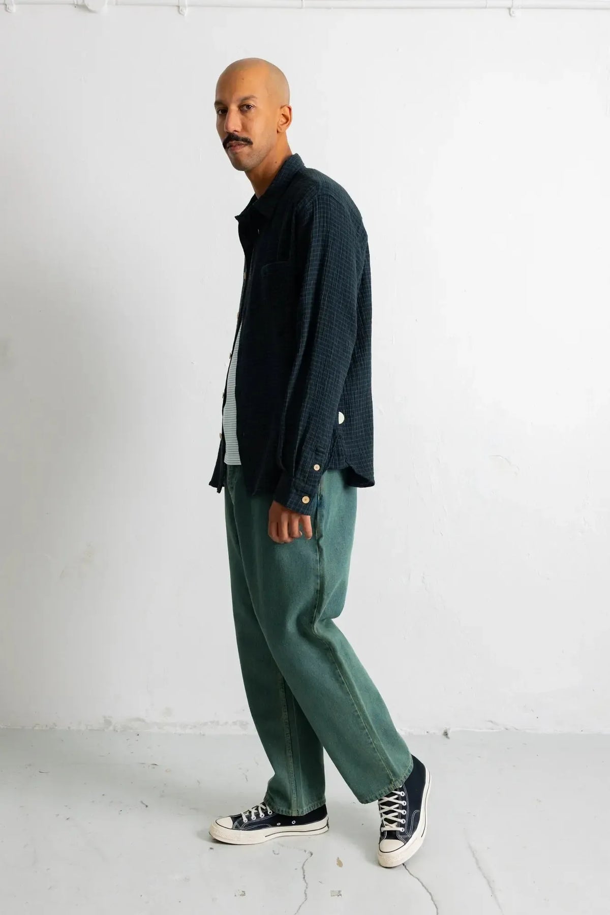 Easy Fit Shirt - Navy Crinkle Check-Folk-W2 Store