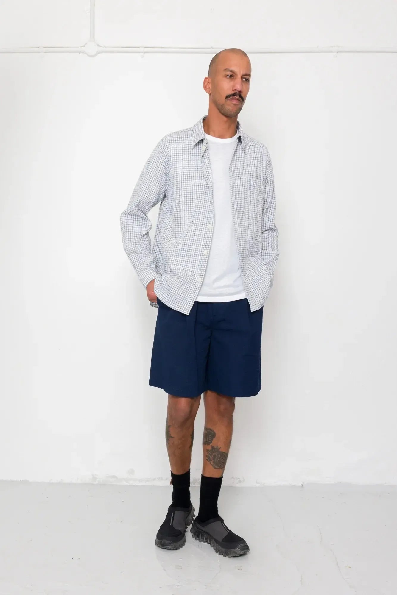 Easy Fit Shirt - Soft Blue Mini Check-Folk-W2 Store