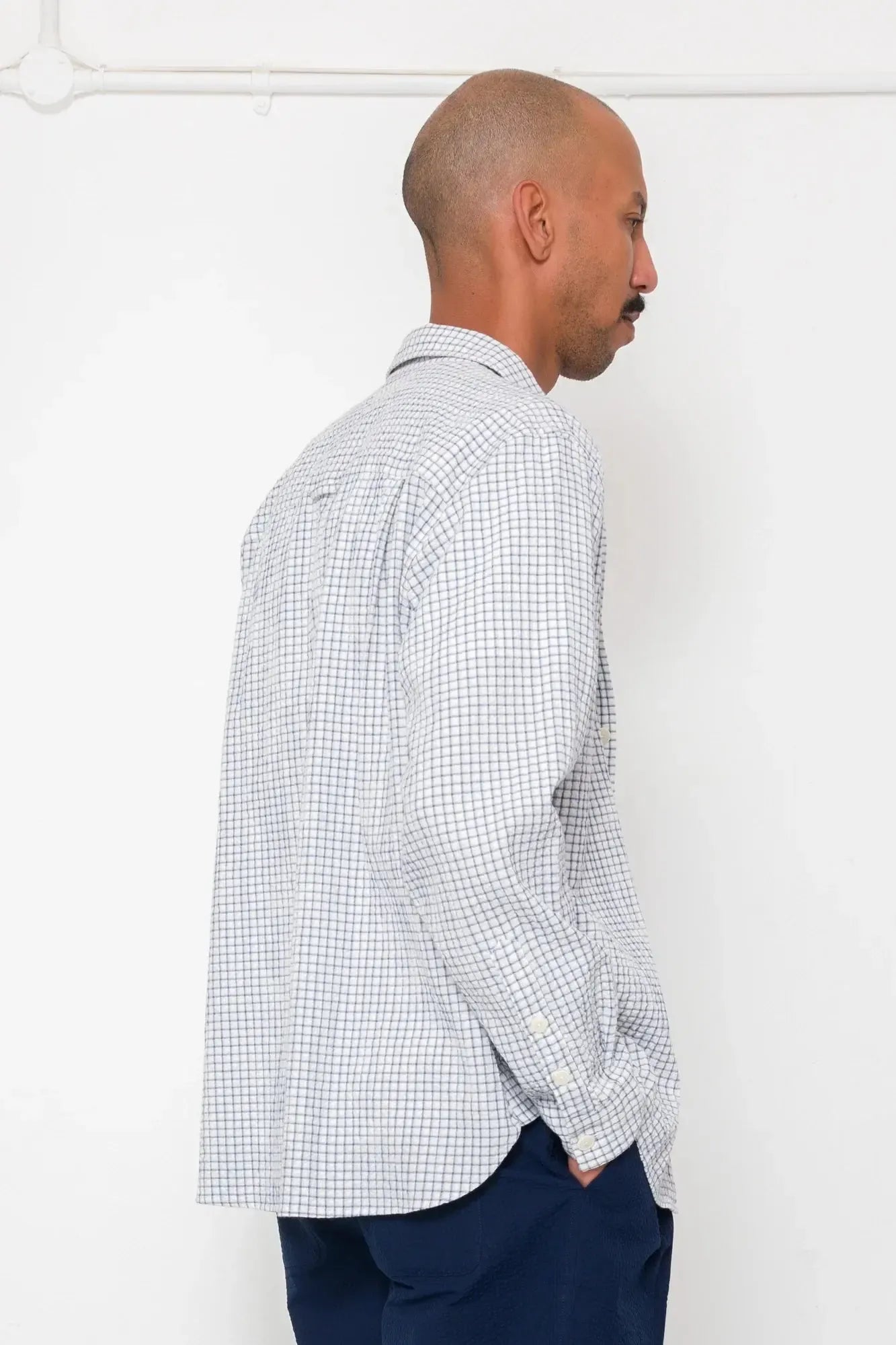 Easy Fit Shirt - Soft Blue Mini Check-Folk-W2 Store