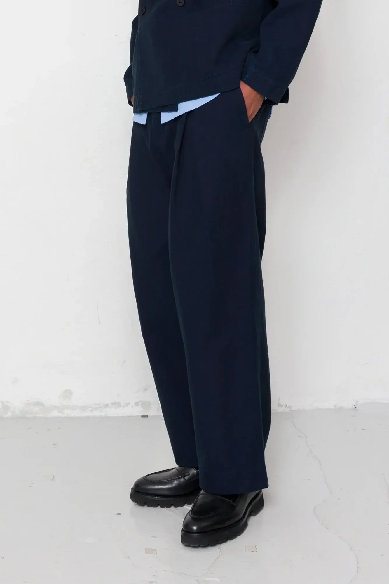 Easy Fit Trouser - Deep Indigo Herringbone-Folk-W2 Store