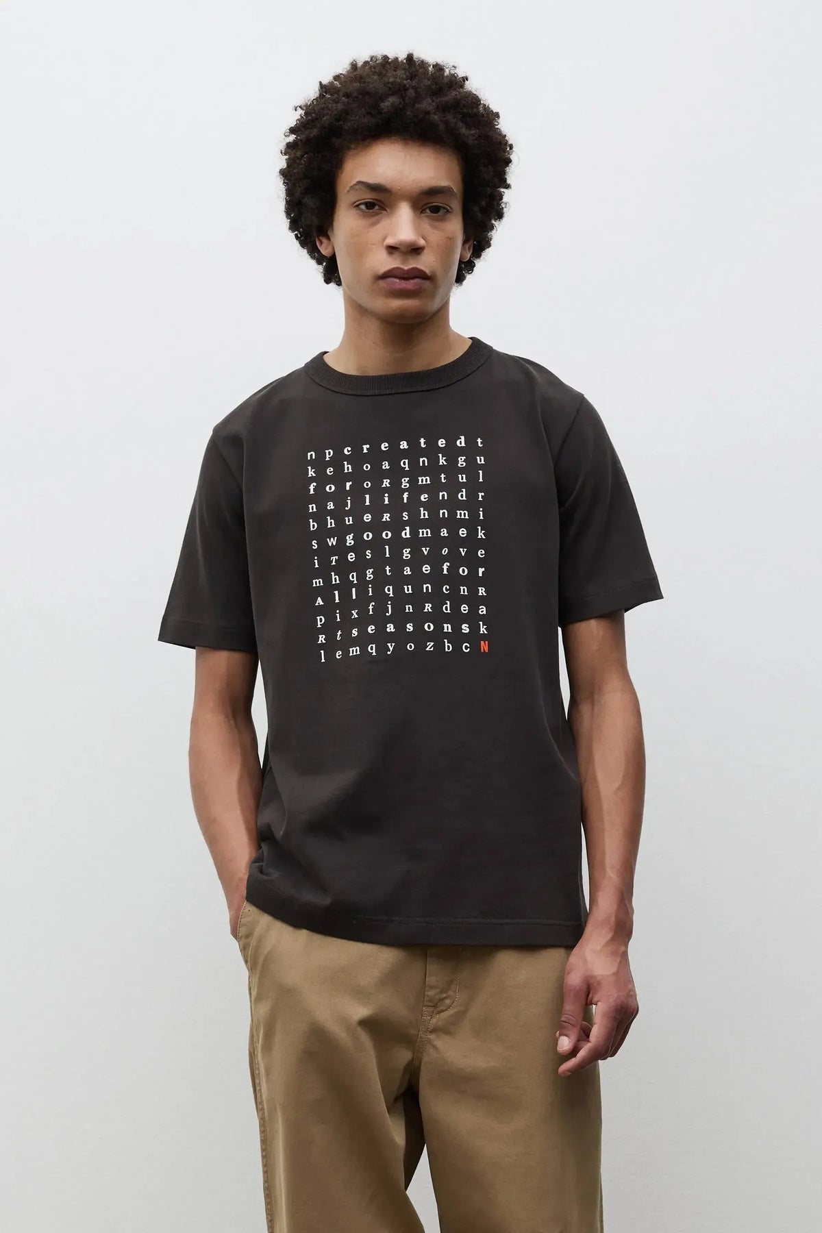 Elmelunde Organic Dry Cotton Crossword T-shirt - Black-Norse Projects-W2 Store