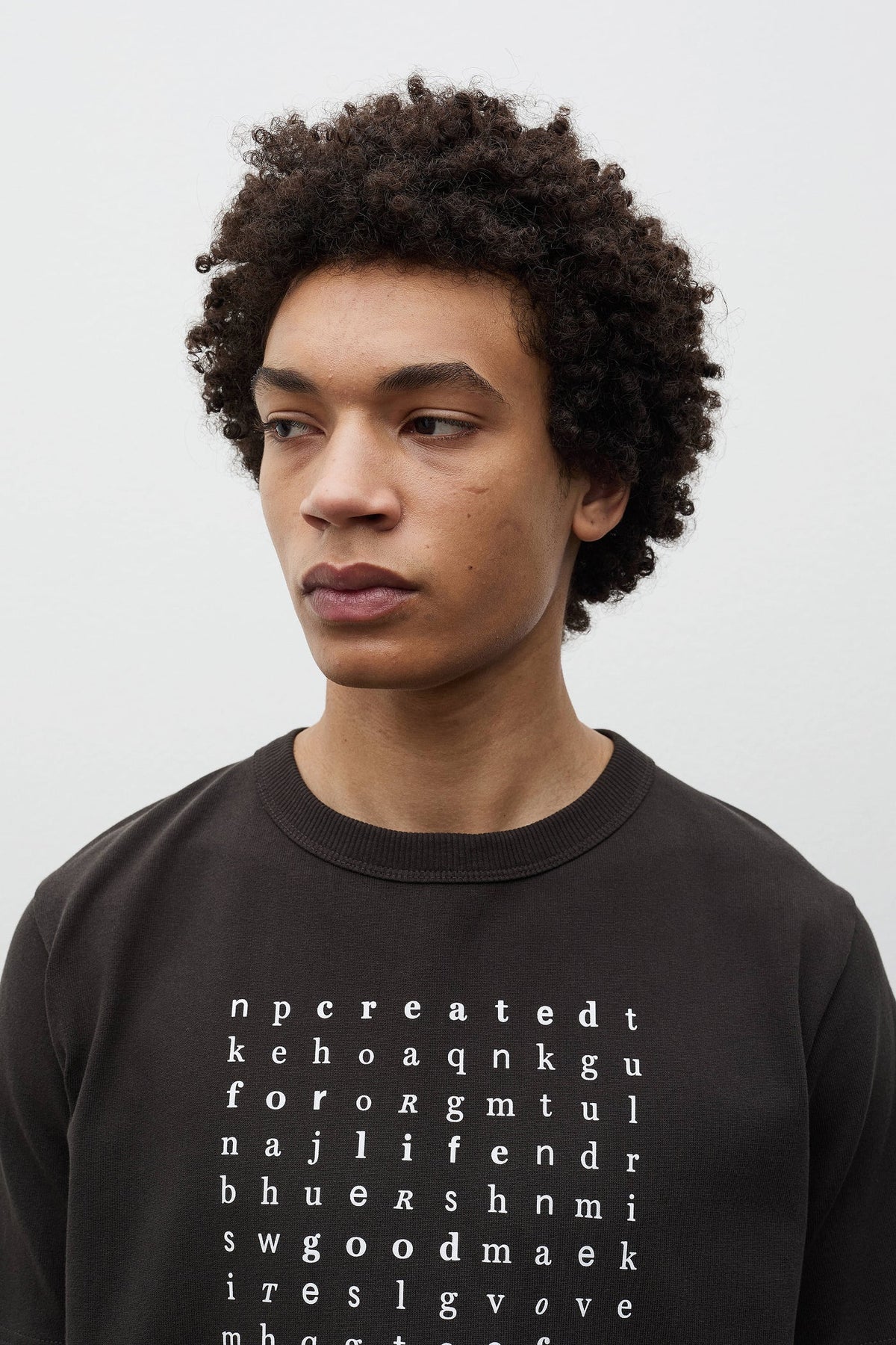 Elmelunde Organic Dry Cotton Crossword T-shirt - Black-Norse Projects-W2 Store