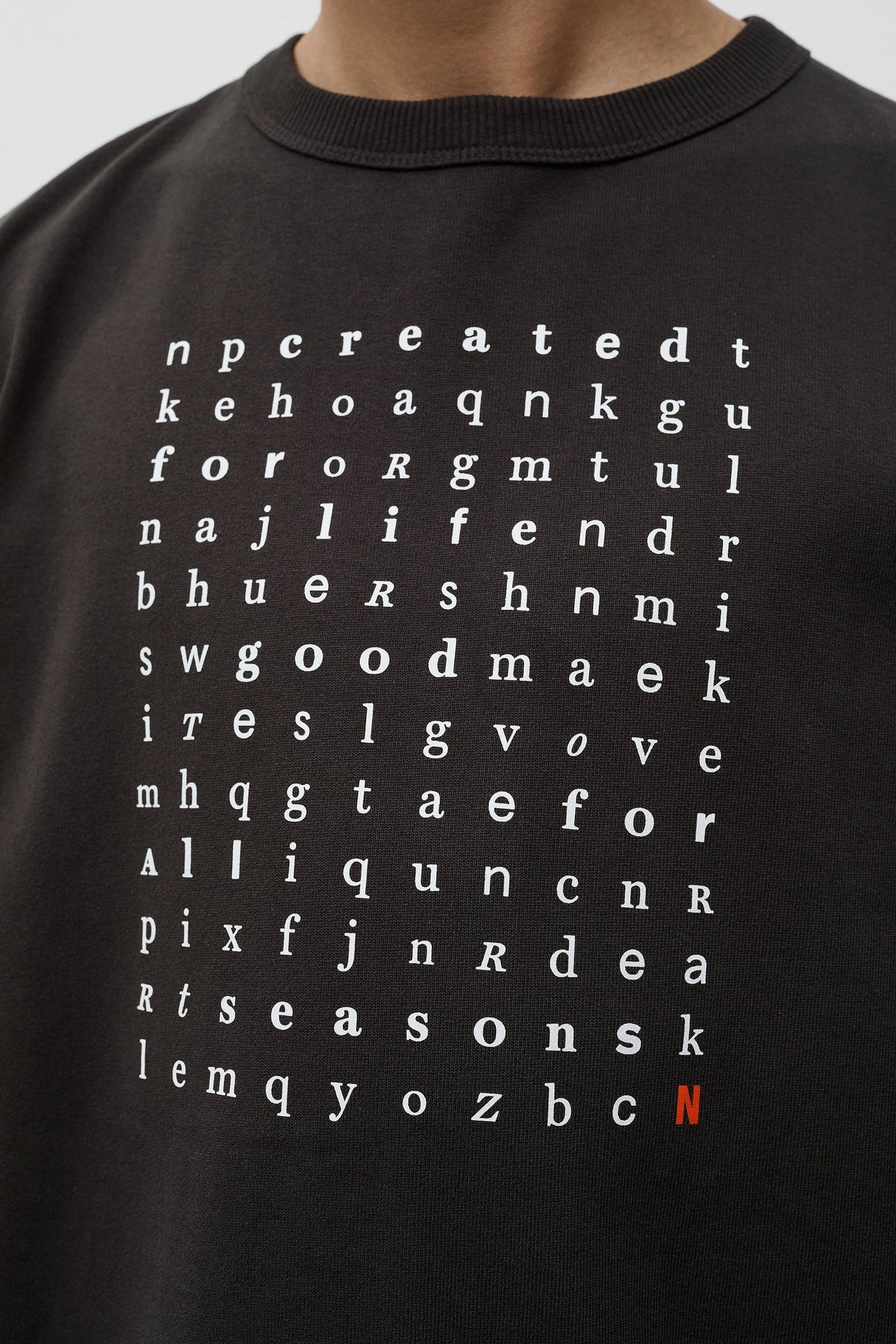 Elmelunde Organic Dry Cotton Crossword T-shirt - Black-Norse Projects-W2 Store