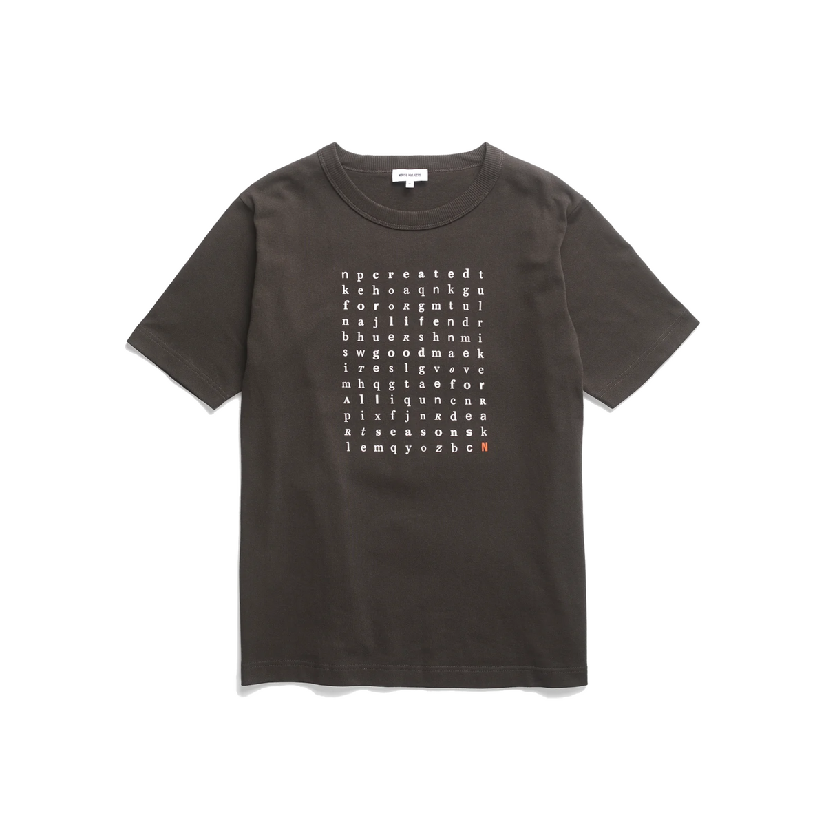 Elmelunde Organic Dry Cotton Crossword T-shirt - Black-Norse Projects-W2 Store